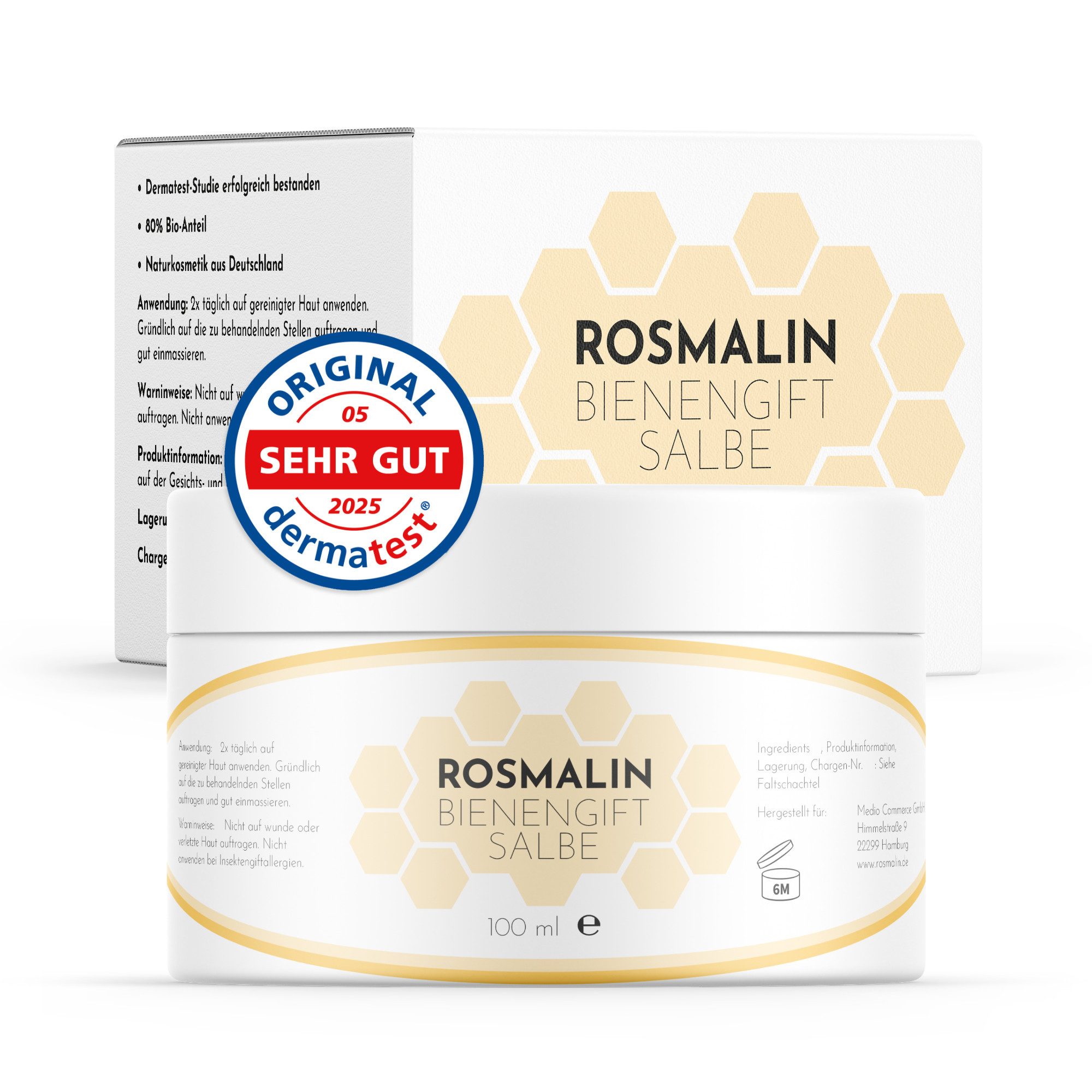 Rosmalin Körpercreme Bienengiftsalbe - Effektive Bienengift Creme - Bienengift Salbe, 1-tlg.