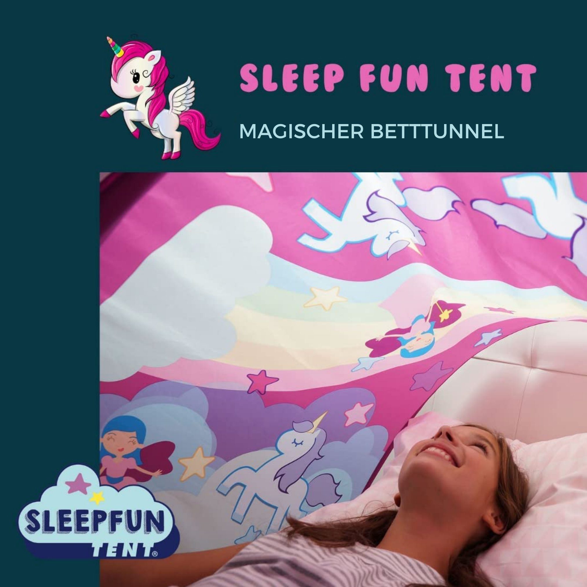 Best Direct® Betttunnel Sleepfun Tent® Bettzelt (1-St), Pop Up Zelt, mit Leselampe und Aufbewahrungstasche 70x200cm