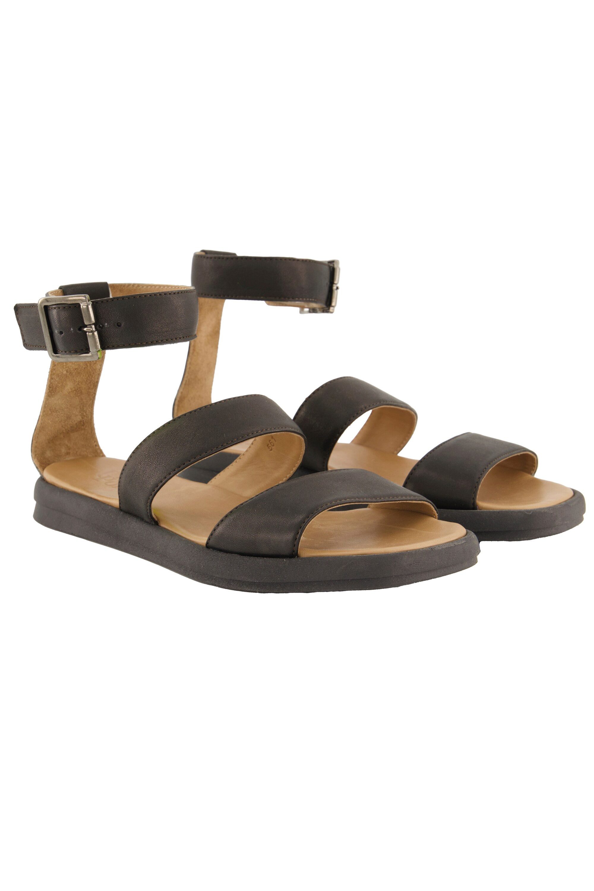 Ulla Popken Leder-Sandalen Nappaleder Fesselriemen Weite H Sandalette