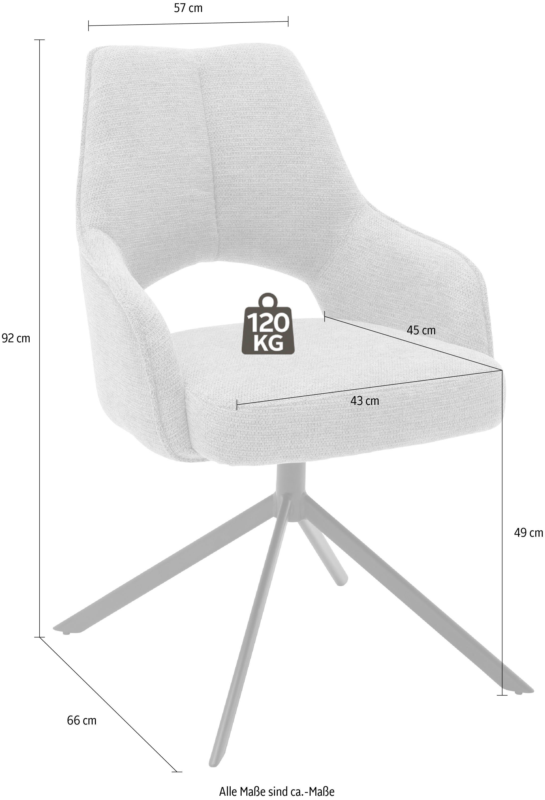 MCA furniture Armlehnstuhl 180° | belastbar drehbar Stoffbezug, Kg Schlamm bis Schlamm Stuhl 120 Bangor (2 mit St), Nivellierung