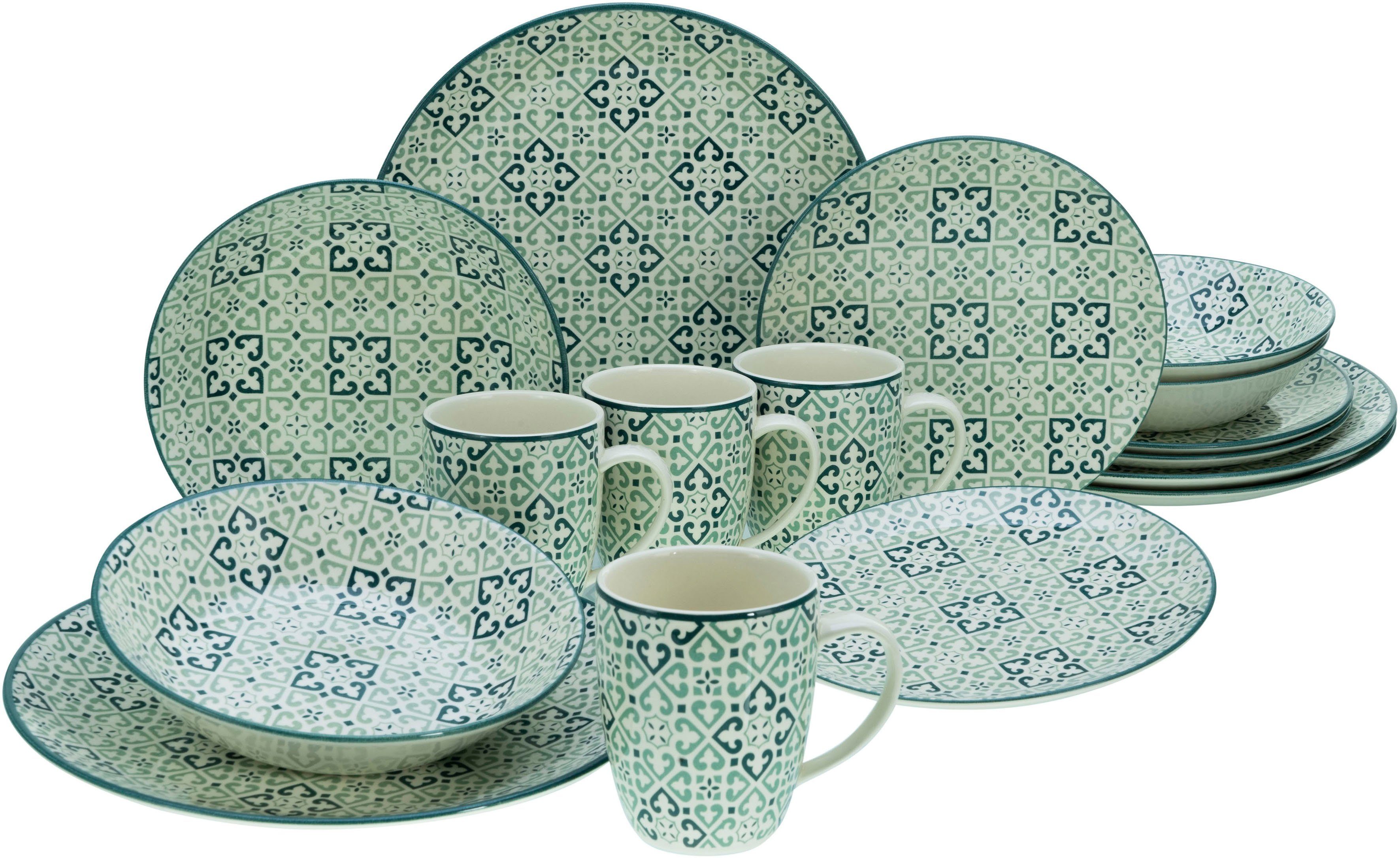 CreaTable Kombiservice Yara (16-tlg), 4 Personen, Steingut, orientalisch mediterraner Stil