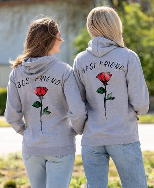 Couples Shop Kapuzenpullover Beste Freunde Damen Hoodie Pullover Best Friends Rose mit modischem Print