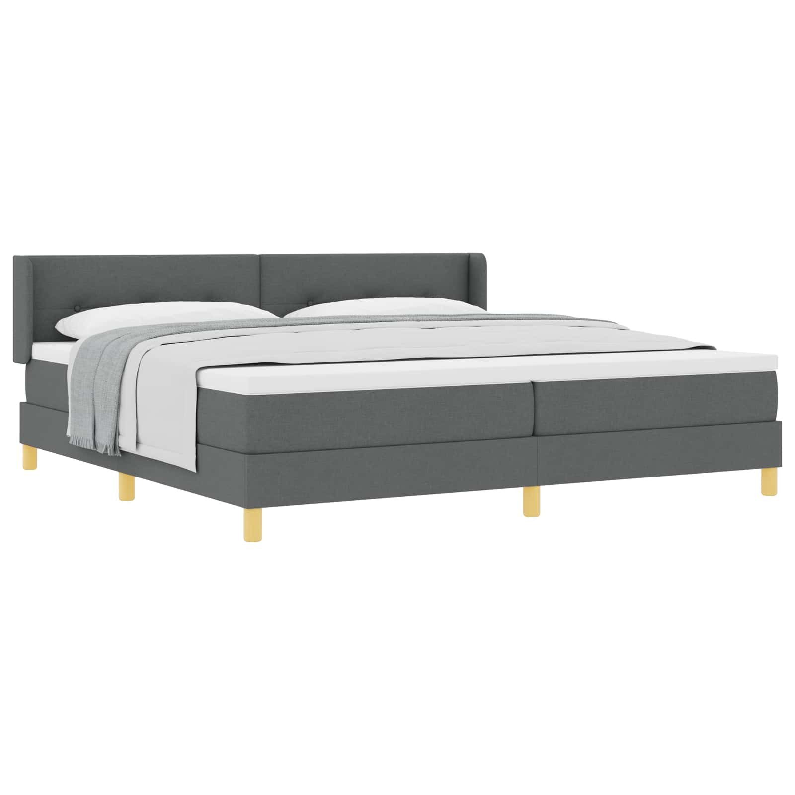 vidaXL Bett Boxspringbett mit Kopfteil Dunkelgrau 200 x 200 cm Stoff (1-tlg)