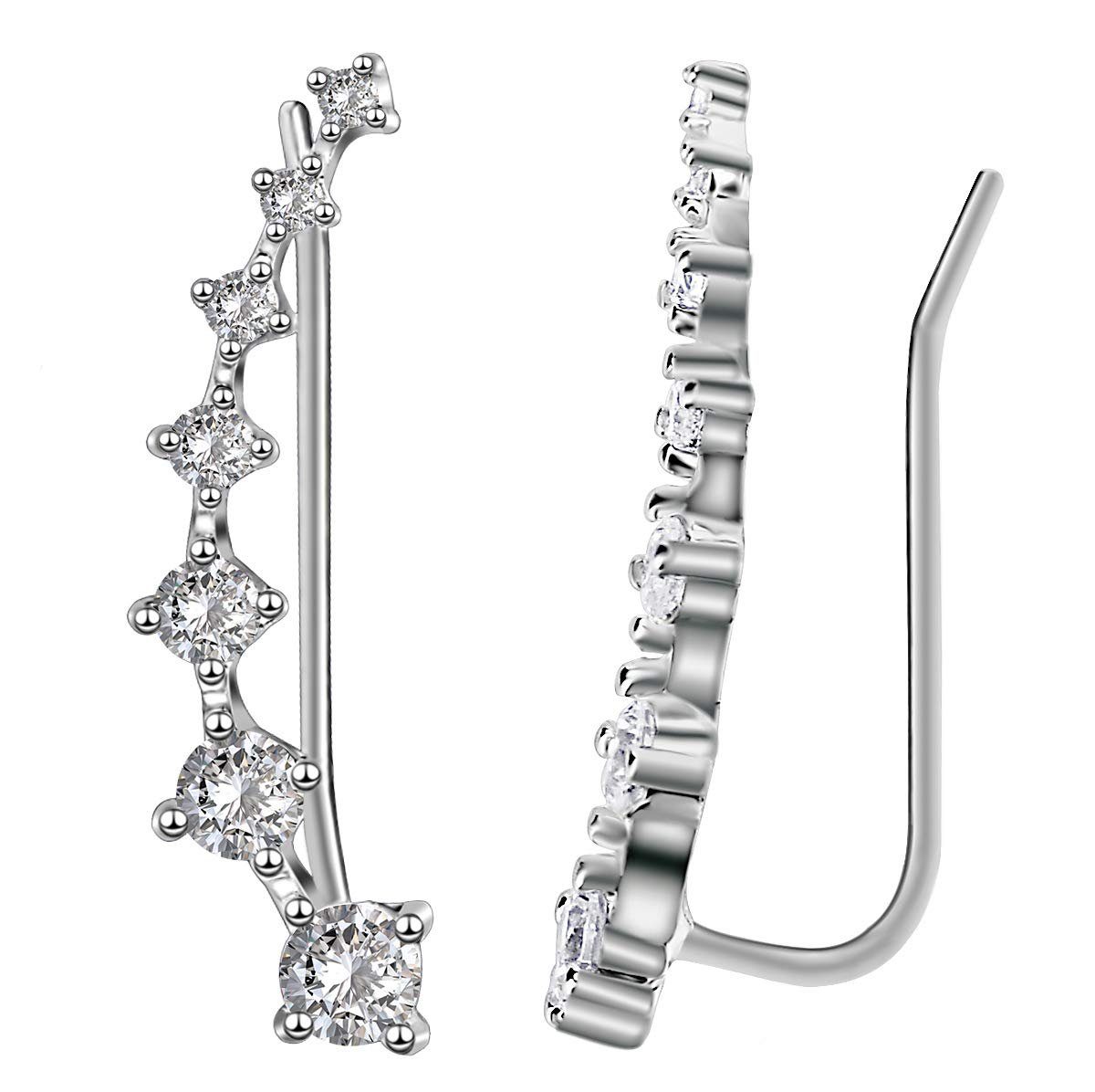 Frauen POCHUMIDUU Sterling Ohrhänger Zirkonia-Ohrringe, Silber Paar einreihige 925er s925 aus Sterlingsilber für Silberschmuck