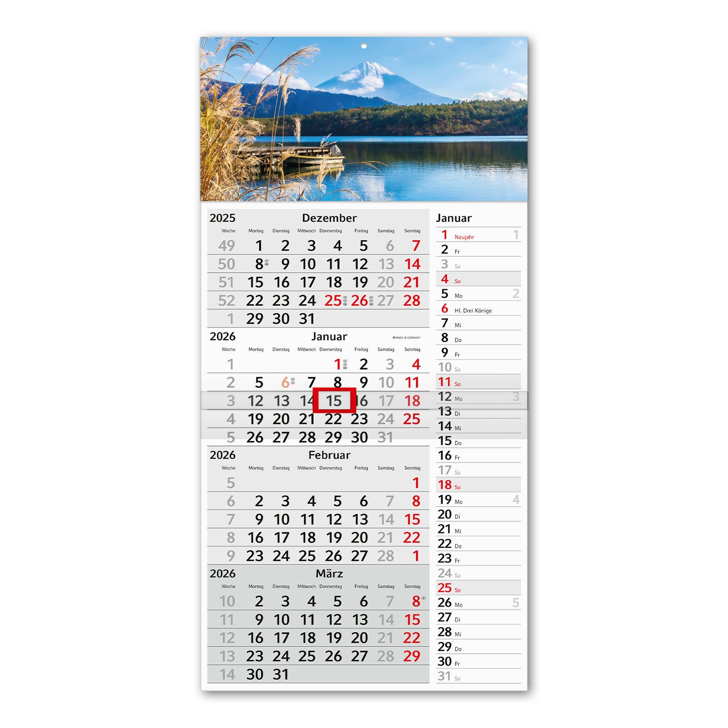 Timr Настенный календарь 4-Monatskalender Streifenkalender 2026 Viermonatskalender I tr323