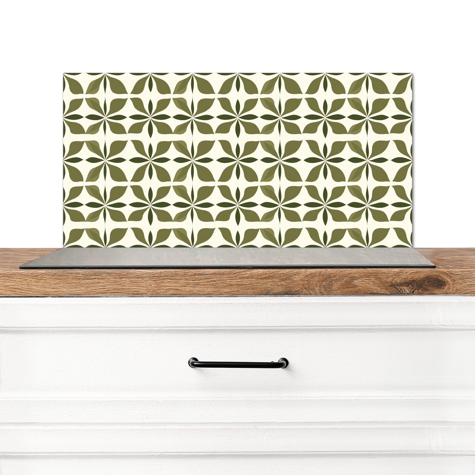 KitchenYeah Küchenrückwand Botanisch - Retro - Grün, (1-tlg), Spritzschutz Küchenrückwand, Wandschutz, 60x30 cm