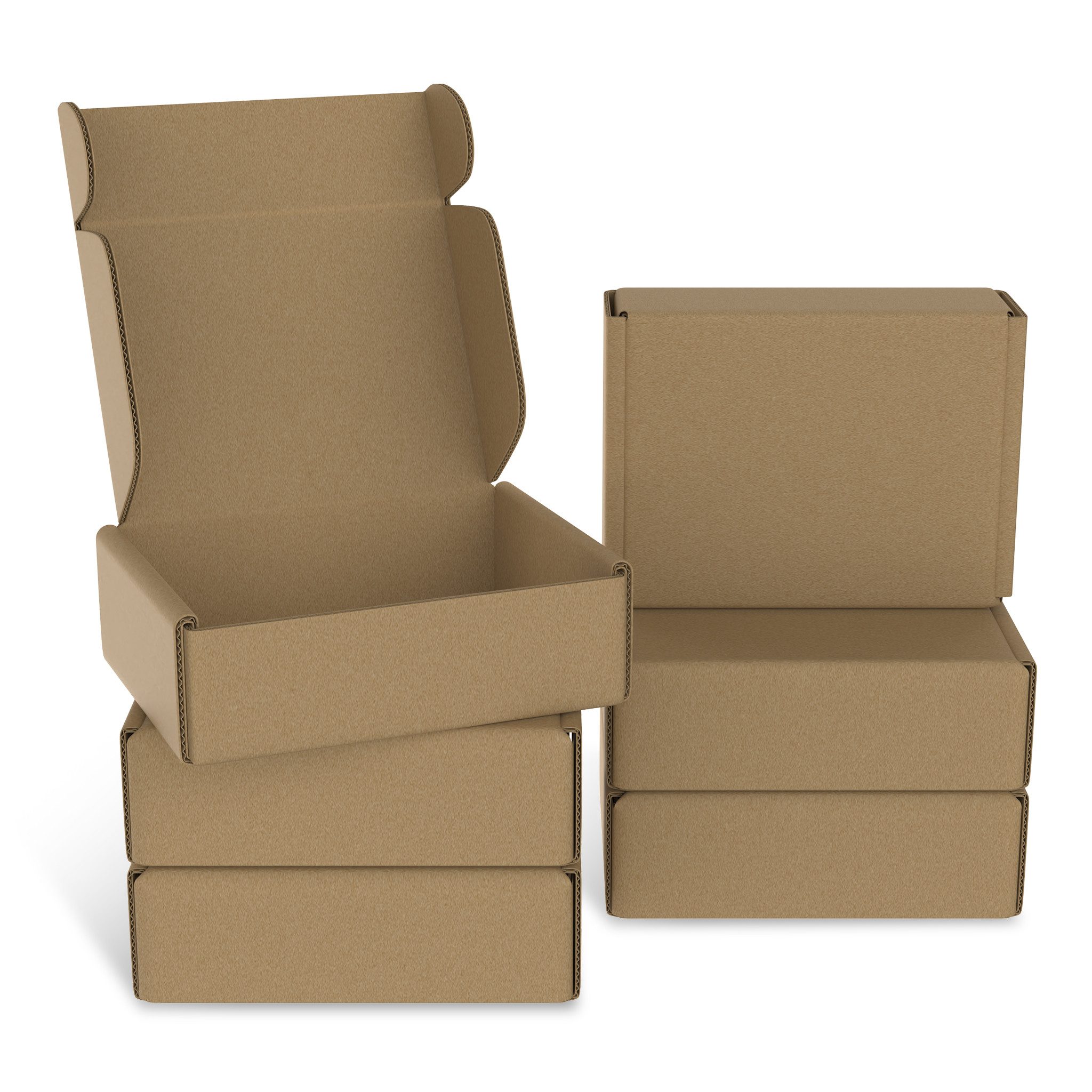 FIVMEN Versandkarton 20 Stück Flache Versandkartons Wellpappe Faltschachtel Postboxen Braun, für Warensendung, Geschenkverpackung & Versand