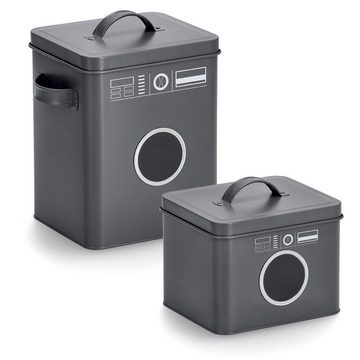 Zeller Present Aufbewahrungskorb Waschpulver-Box, Metall, grau