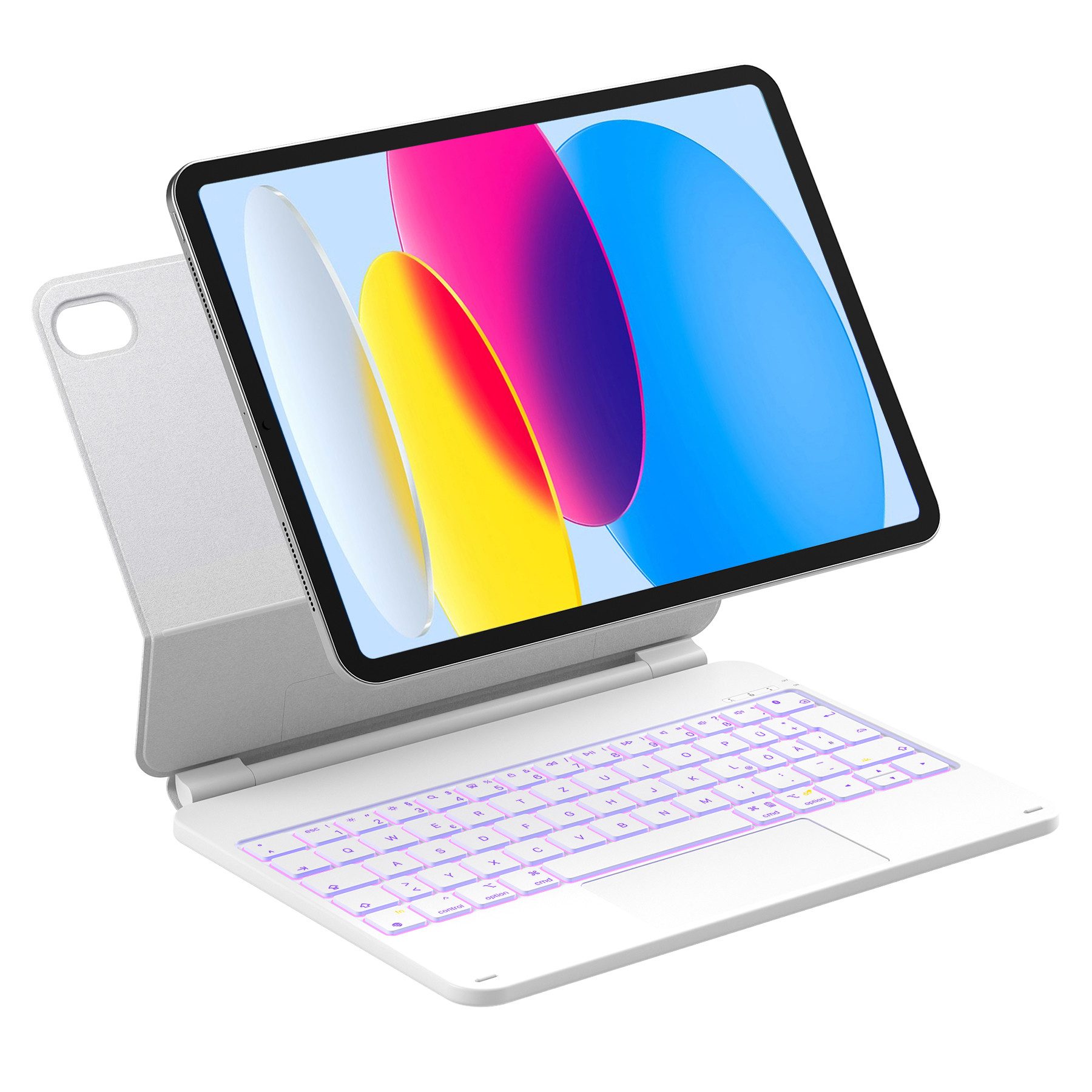 Inateck Magic Keyboard für 10.9-11 Zoll iPad A16 11/10 Gen, Air/Pro iPad-Tastatur (Freitragender Ständer, 7-Farbige Hintergrundbeleuchtung)