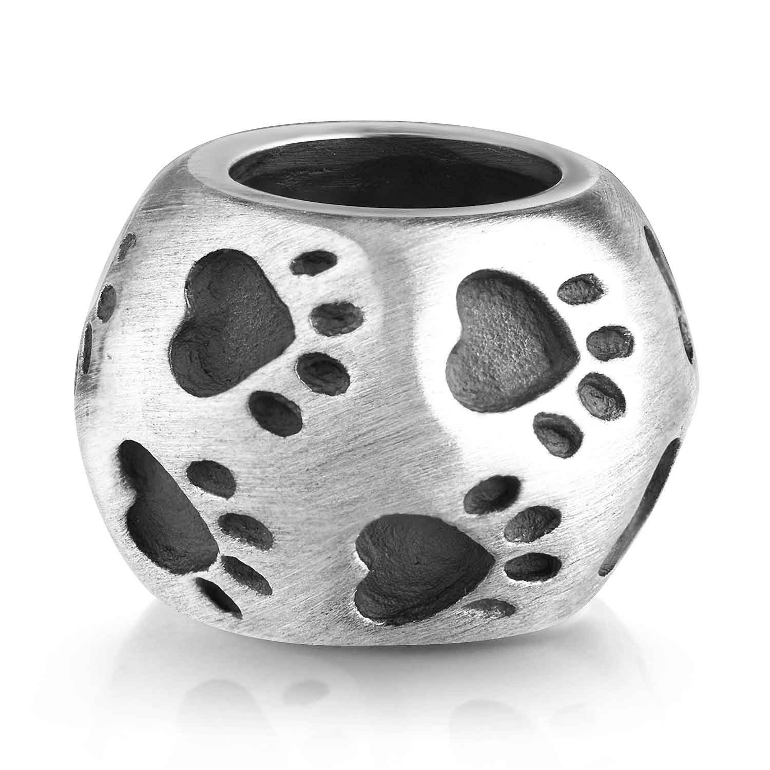 Materia Bead Bead mit Tierpfoten Hund Katze antik oxidiert 44, 925 Sterling Silber