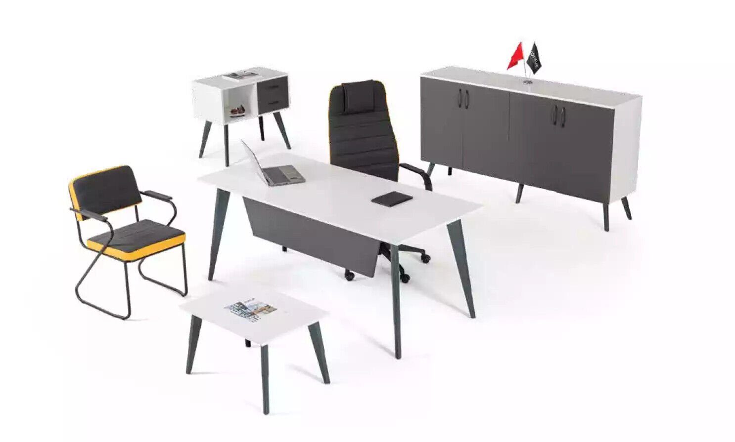 JVmoebel Europe Schreibtisch Möbel Office In Büro Designer 4 tlg Büroset Arbeitzimmer Made Schreibtisch Neu,