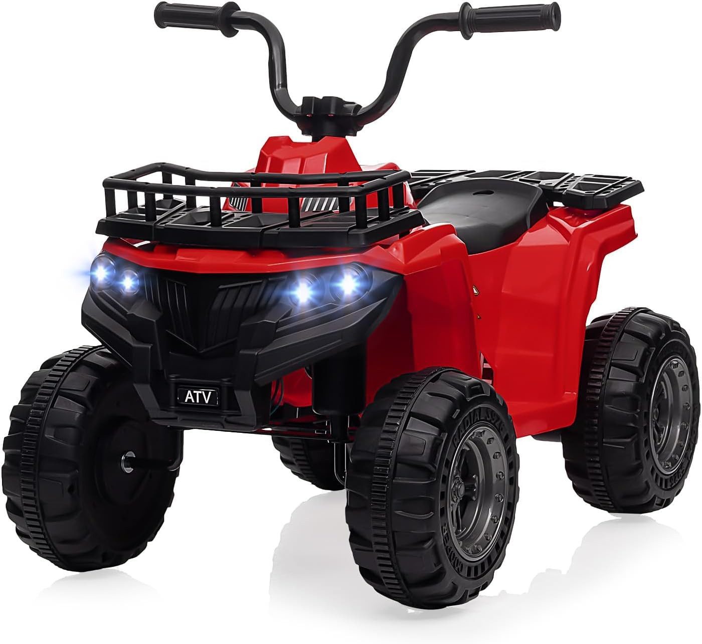 GarveeMore Elektro-Kinderquad 12V Kinder Elektroquad mit 2 Geschwindigkeiten – LED-Scheinwerfer