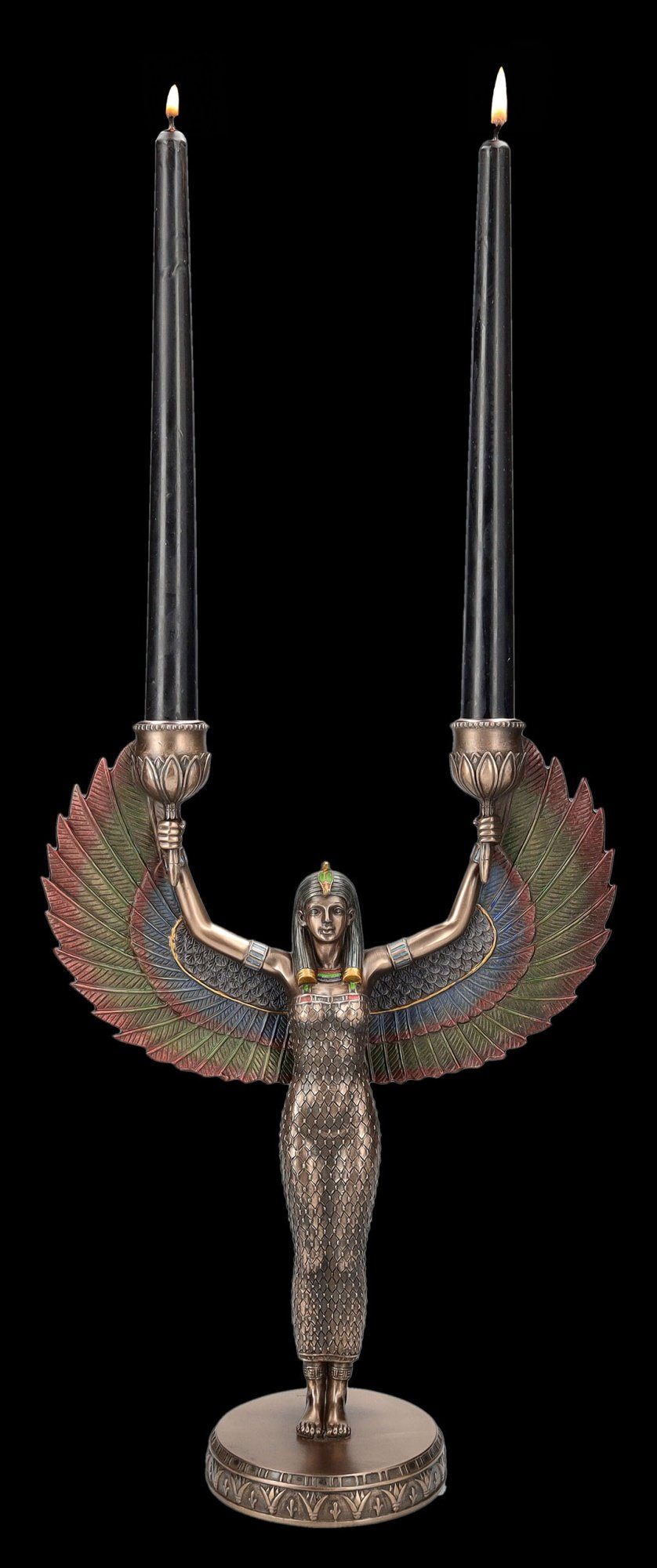 Figuren Shop GmbH Kerzenhalter Kerzenhalter - Geflügelte ägyptische Göttin Isis - Veronese Dekoration