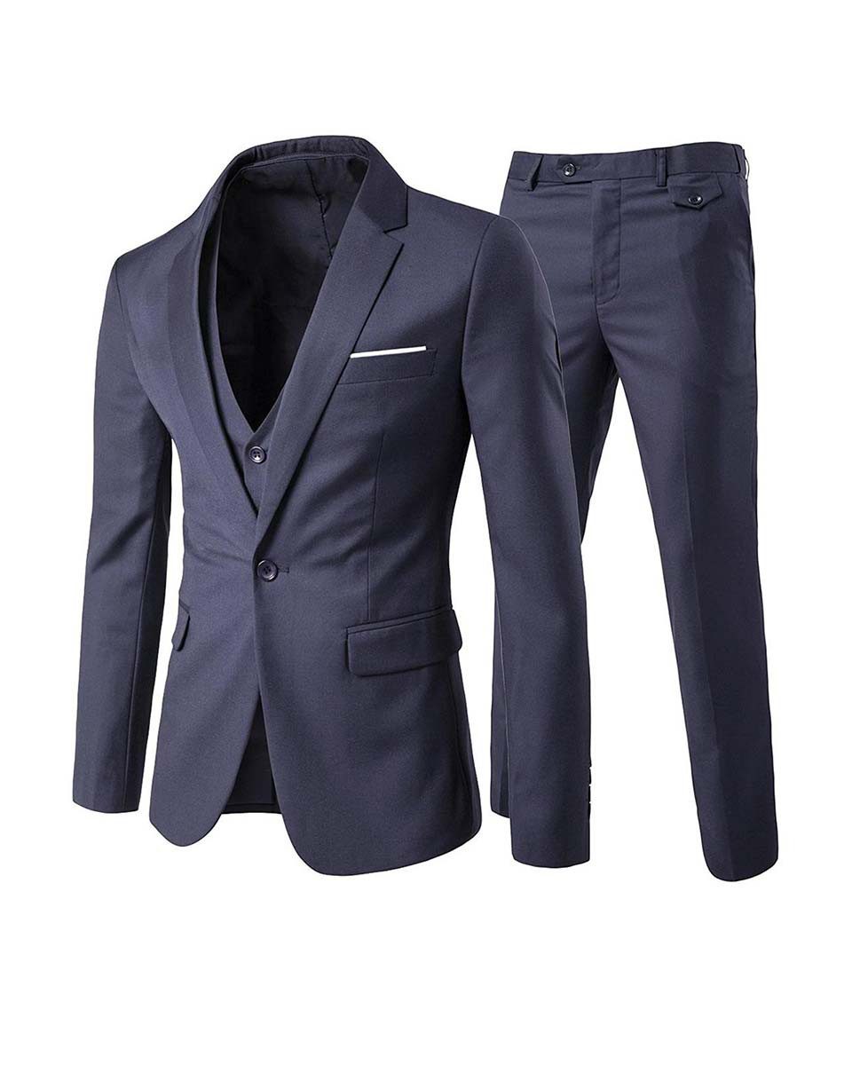 Allthemen Anzug 3-teilig (3 tlg) Edler Slim Fit Herrenanzug für den Business-Bereich