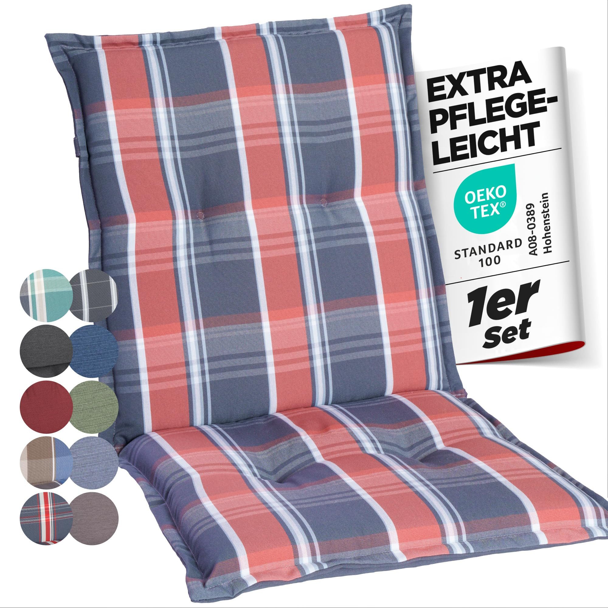 Gardisun Auflagekissen Gartenstuhlauflagen Polyester 6cm Dick Niedrig, (Extra dicke Sitzauflage, 1-8er Set, versch. Muster)