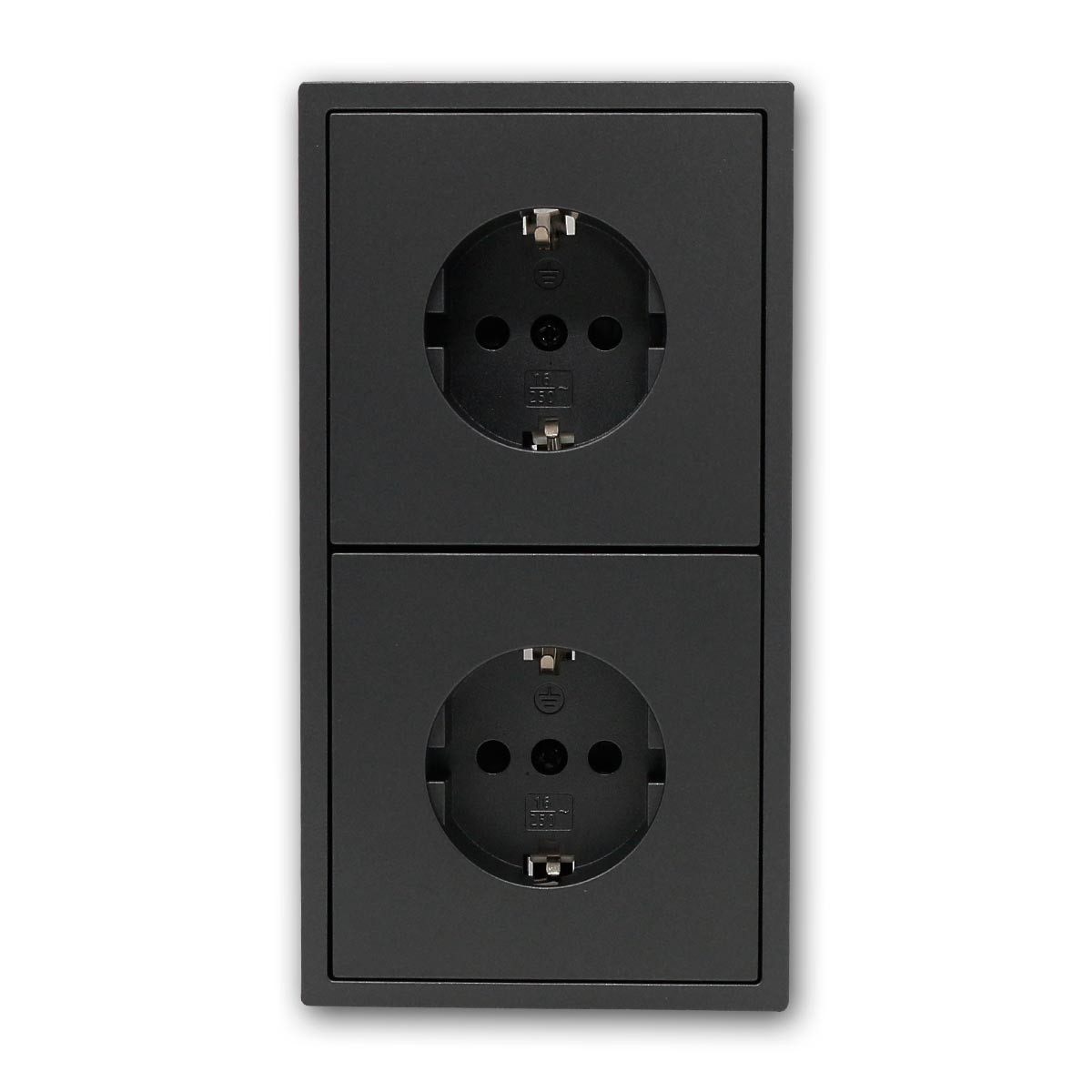 McPower Rahmen Steckdose 2-fach SHALLOW anth 250V~/16A mit Rahmen