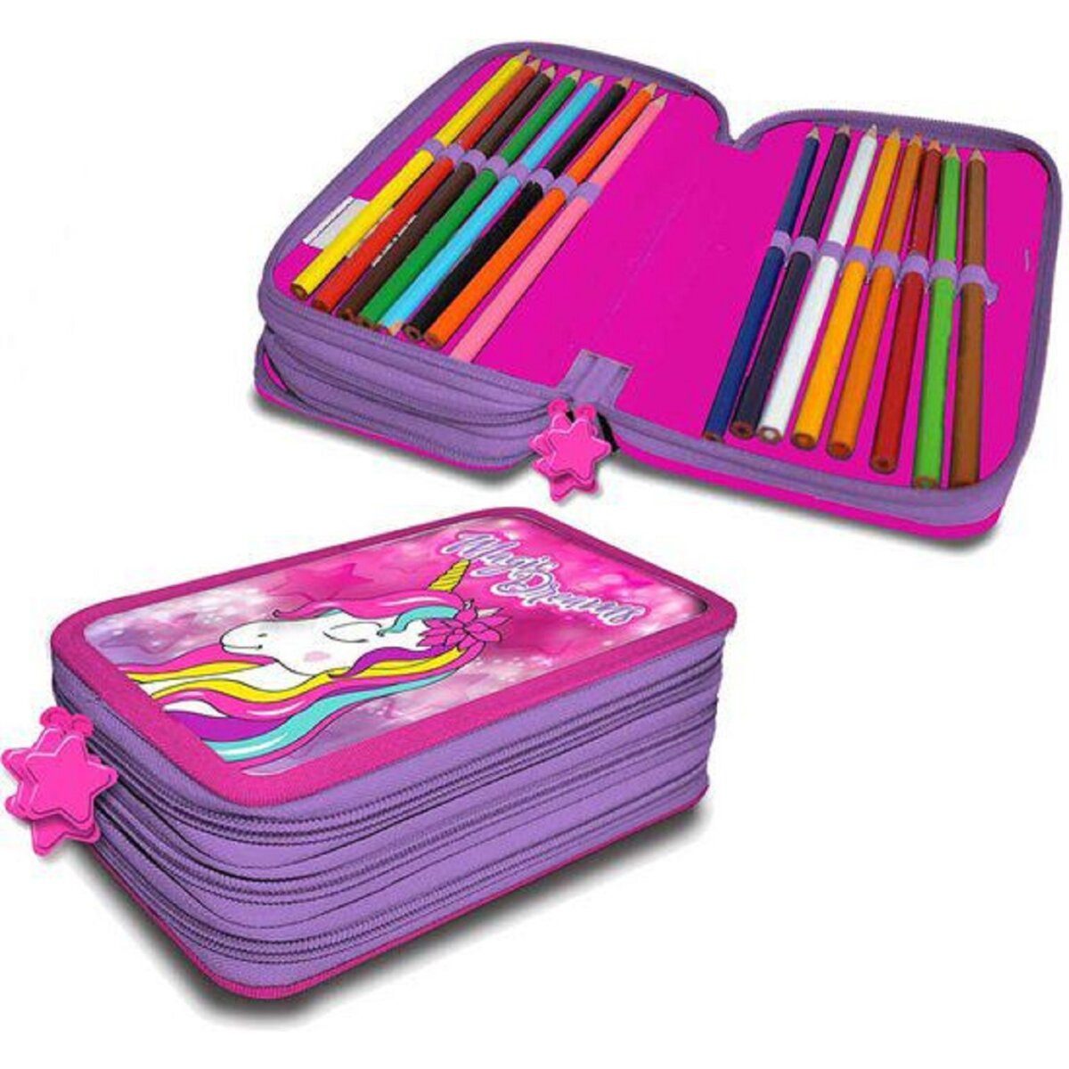 unicorn Federmäppchen Unicorn Gefülltes Federmappe Stifteetui Schulutensilien Set