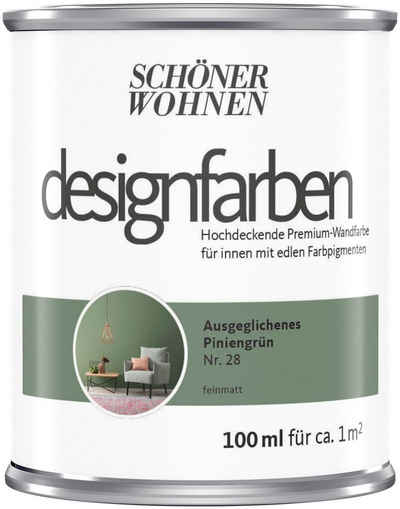 SCHÖNER WOHNEN-Kollektion Wand- und Deckenfarbe »Designfarben«, Ausgeglichenes Piniengrün Nr. 28, hochdeckende Premium-Wandfarbe