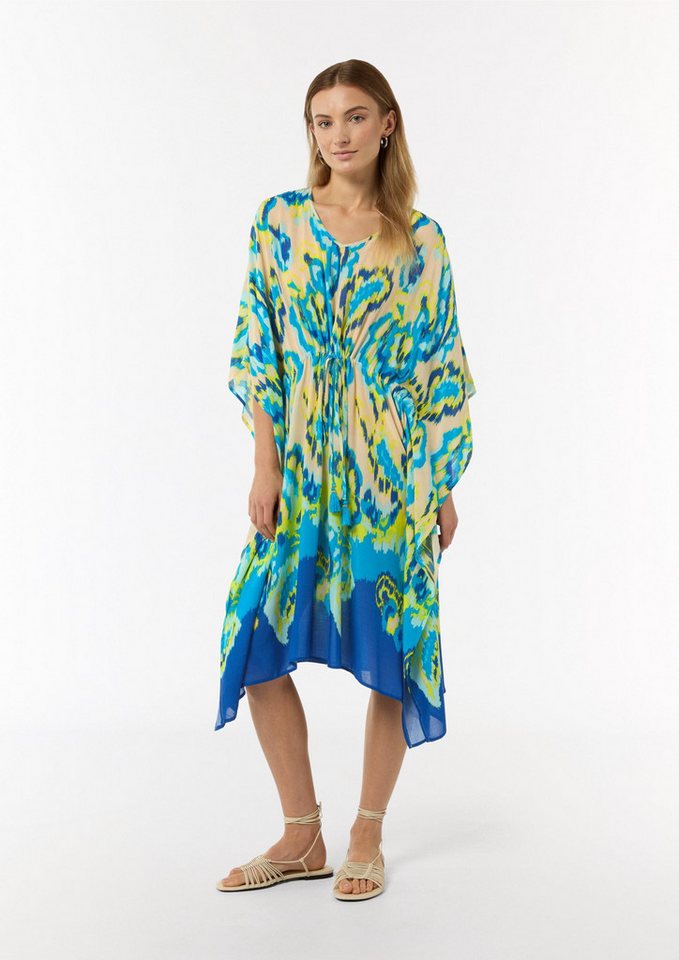 comma Midikleid Accessories Luftiger Viskose-Kaftan mit Bindeband