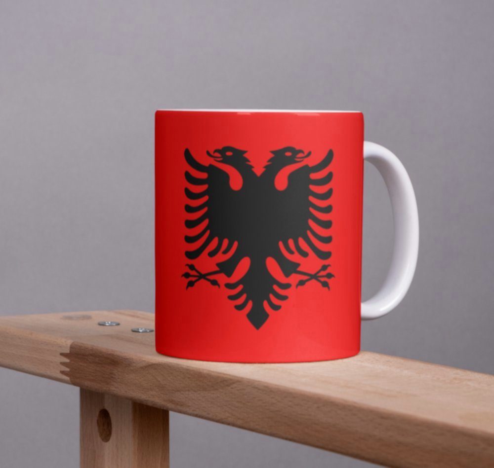 Tinisu Tasse Albanien Kaffeetasse Pot Flagge Kaffee Tasse Becher ALB Coffeecup