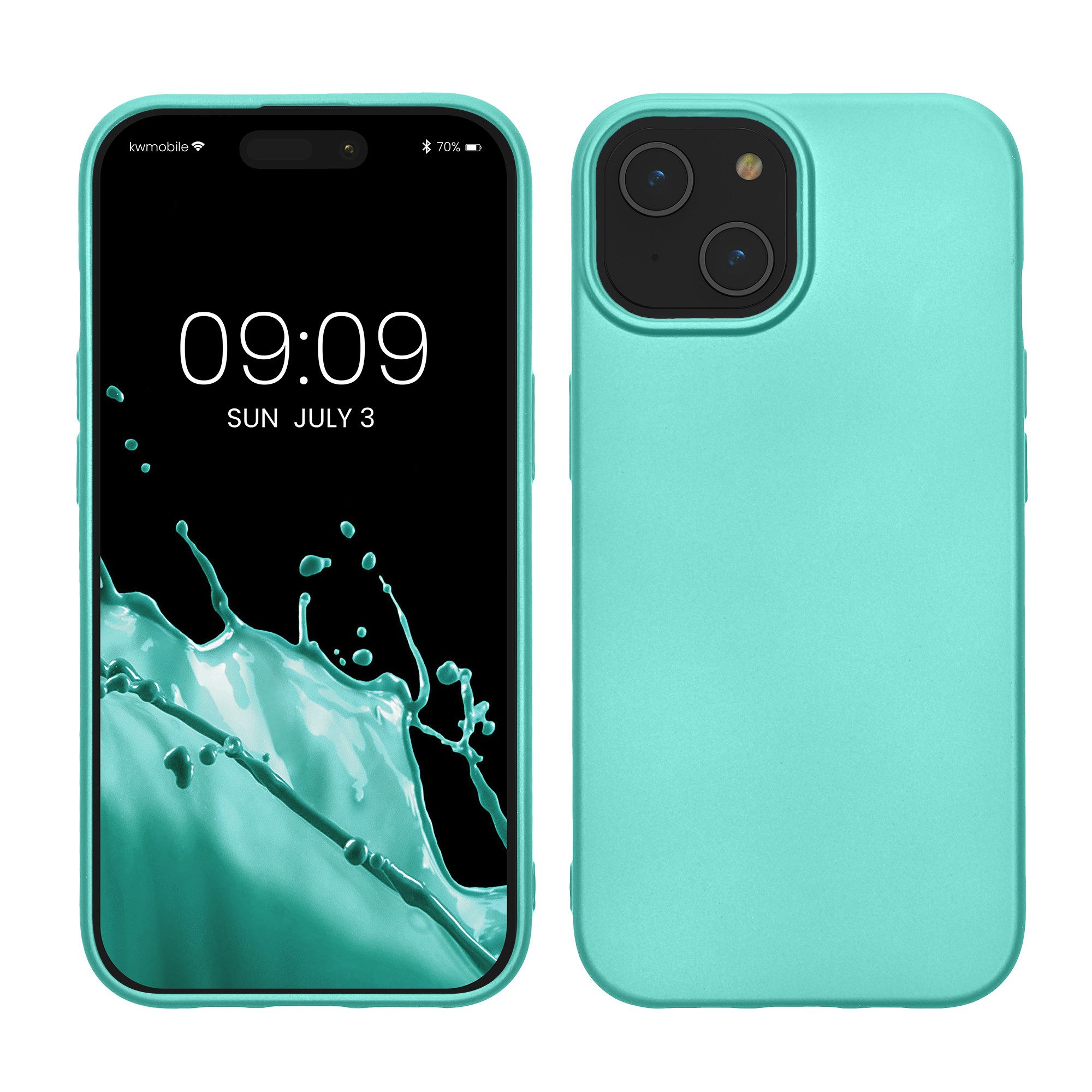 kwmobile Handyhülle Handyhülle für Apple iPhone 15 Hülle, Silikon Case metallisch schimmernd - Schutzhülle Cover