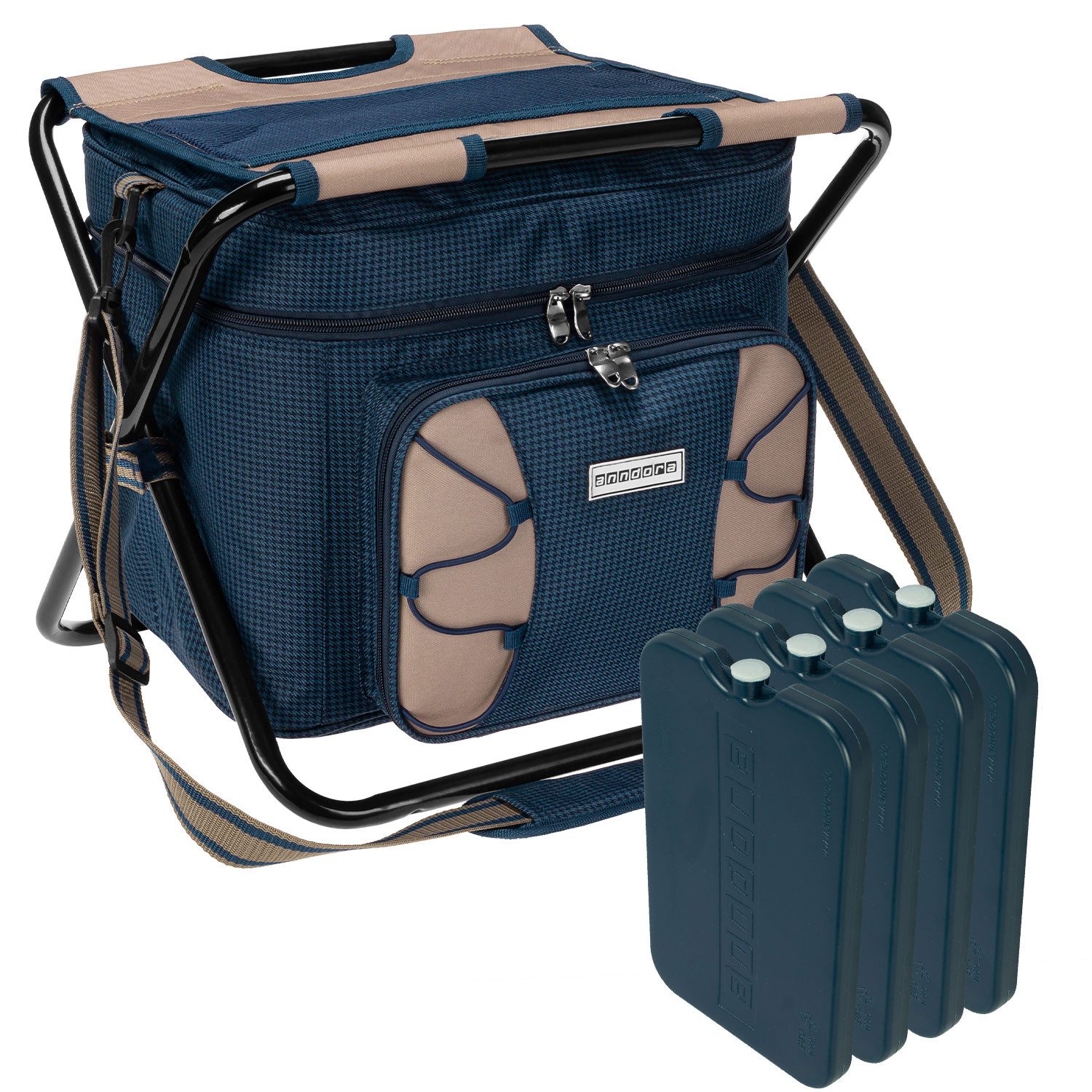 Campinghocker mit Kühltasche inkl. 4 Kühlakkus
