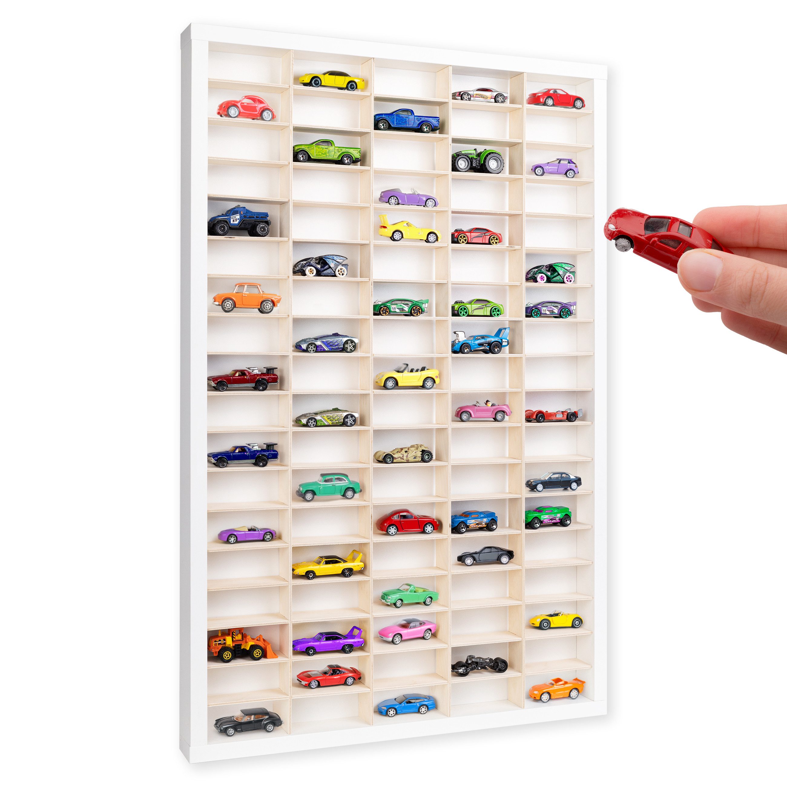 Schubladenbox Setzkasten Holz Sammlervitrine für Autos - 90 verstellbare Fächer