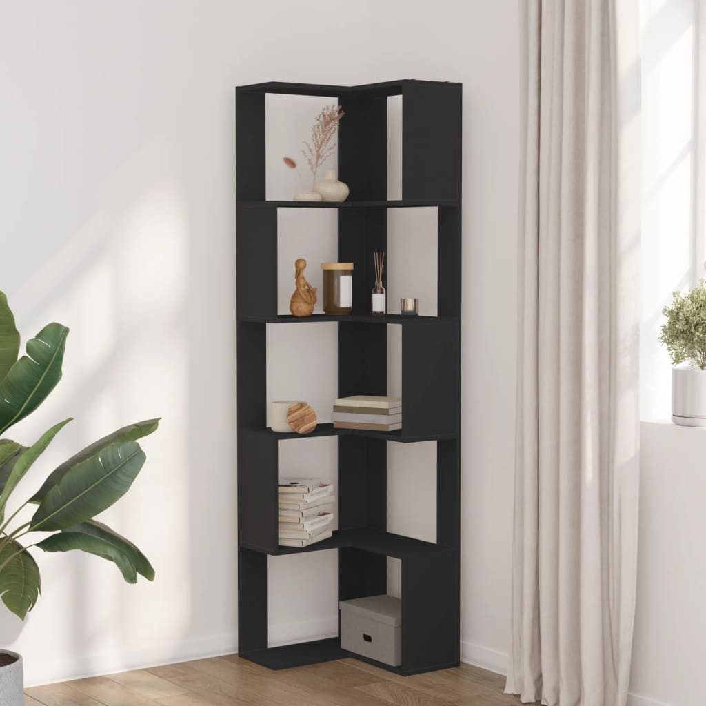 vidaXL Bücherregal Eck-Bücherregal 5 Böden Schwarz günstig online kaufen