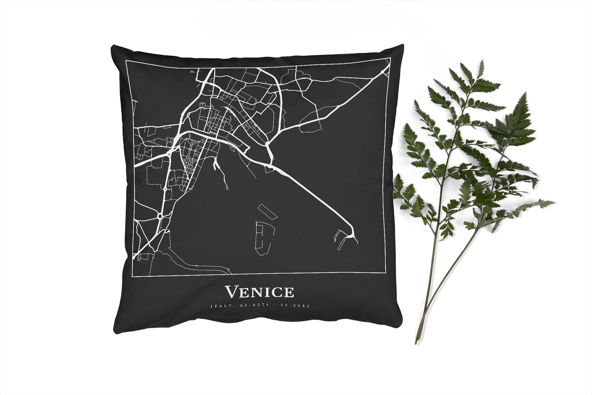 Dekokissen - Venedig Venedig, Karte Zierkissen für MuchoWow Füllung Stadtplan Deko, - Sofakissen mit Wohzimmer, - Schlafzimmer,