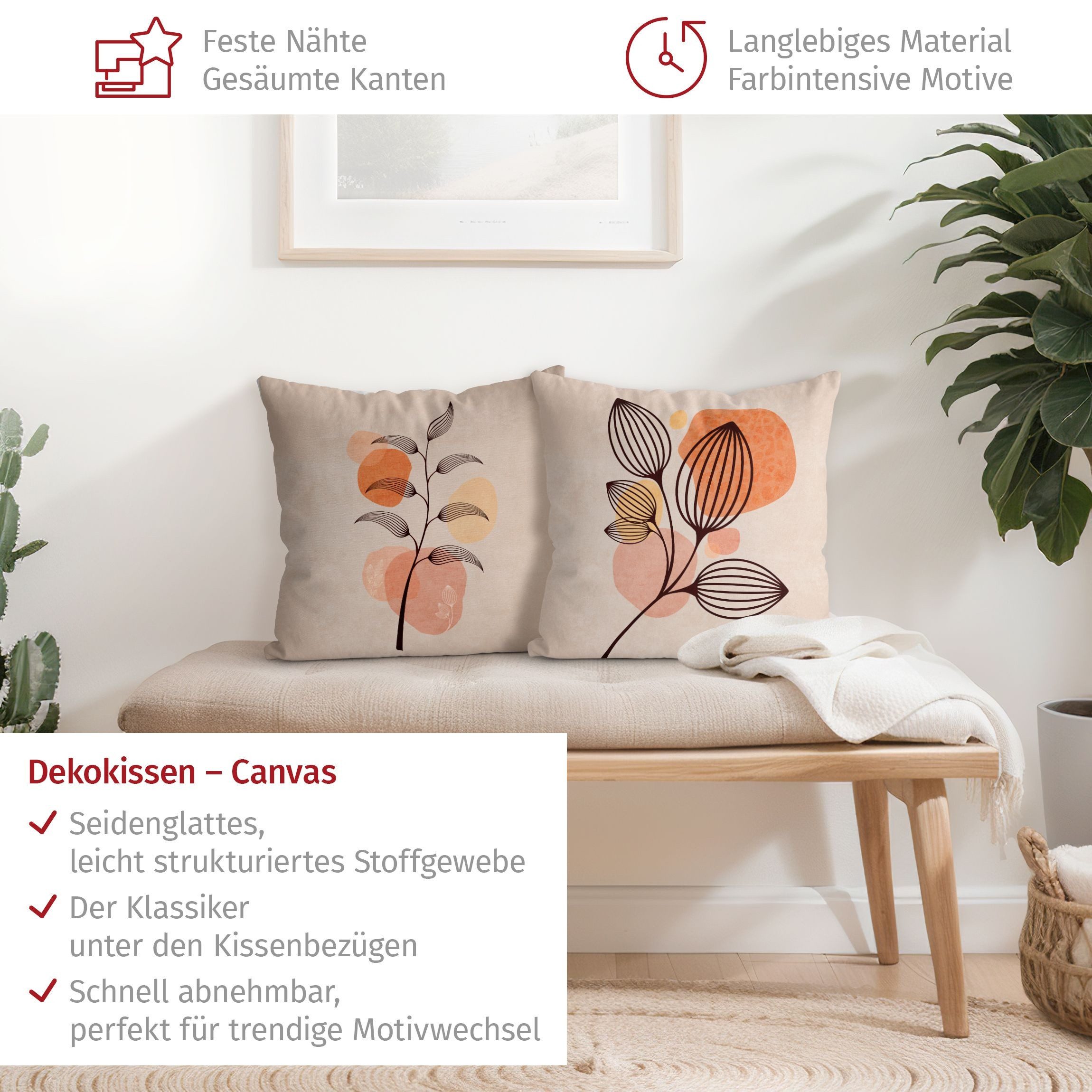 Bilderdepot24 Dekokissen 2-teilig drinnen Kissenhülle/ Sofakissen/ Zierkissen Kissenhülle orang, Bezug mit / ohne Füllung Zierkissen Outdoor Sofa Bett