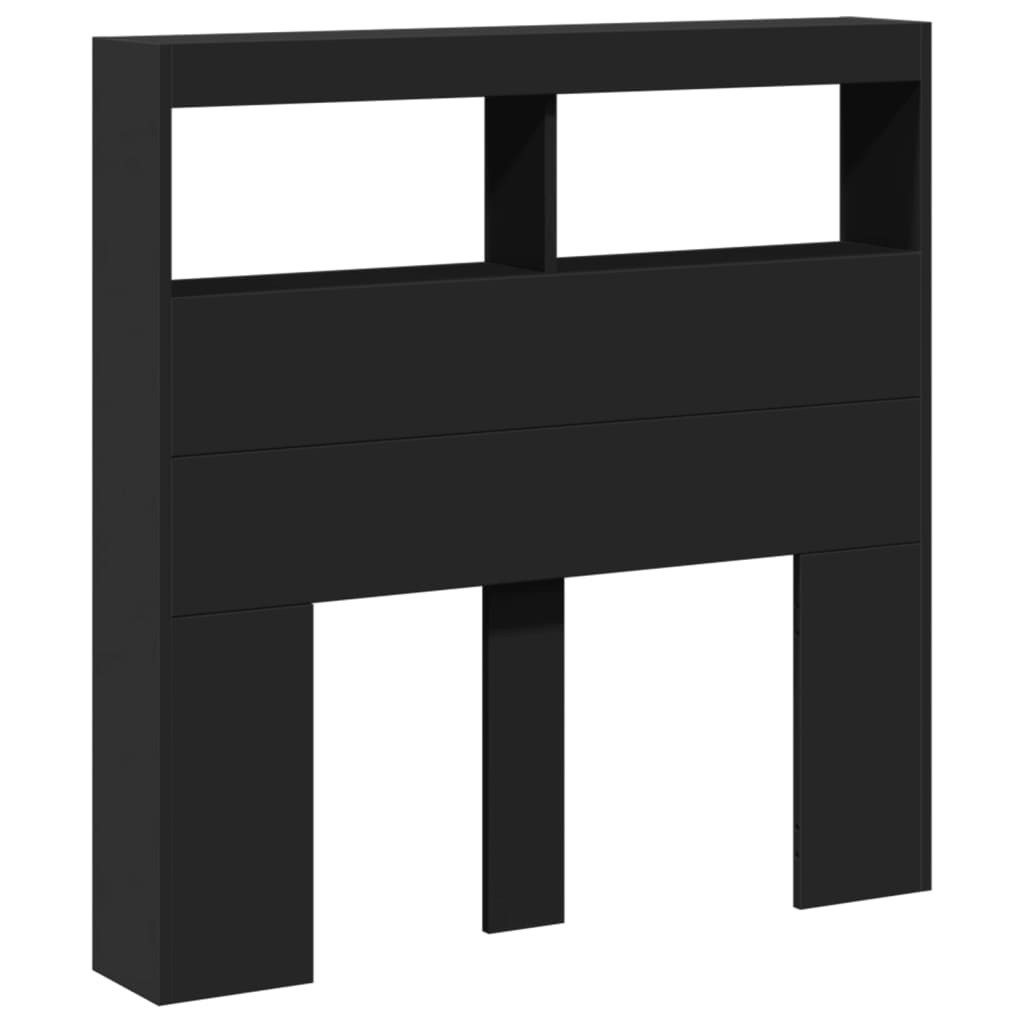 vidaXL Bett LED-Kopfteil mit Ablagen Schwarz 100x17x102 cm (1-tlg)