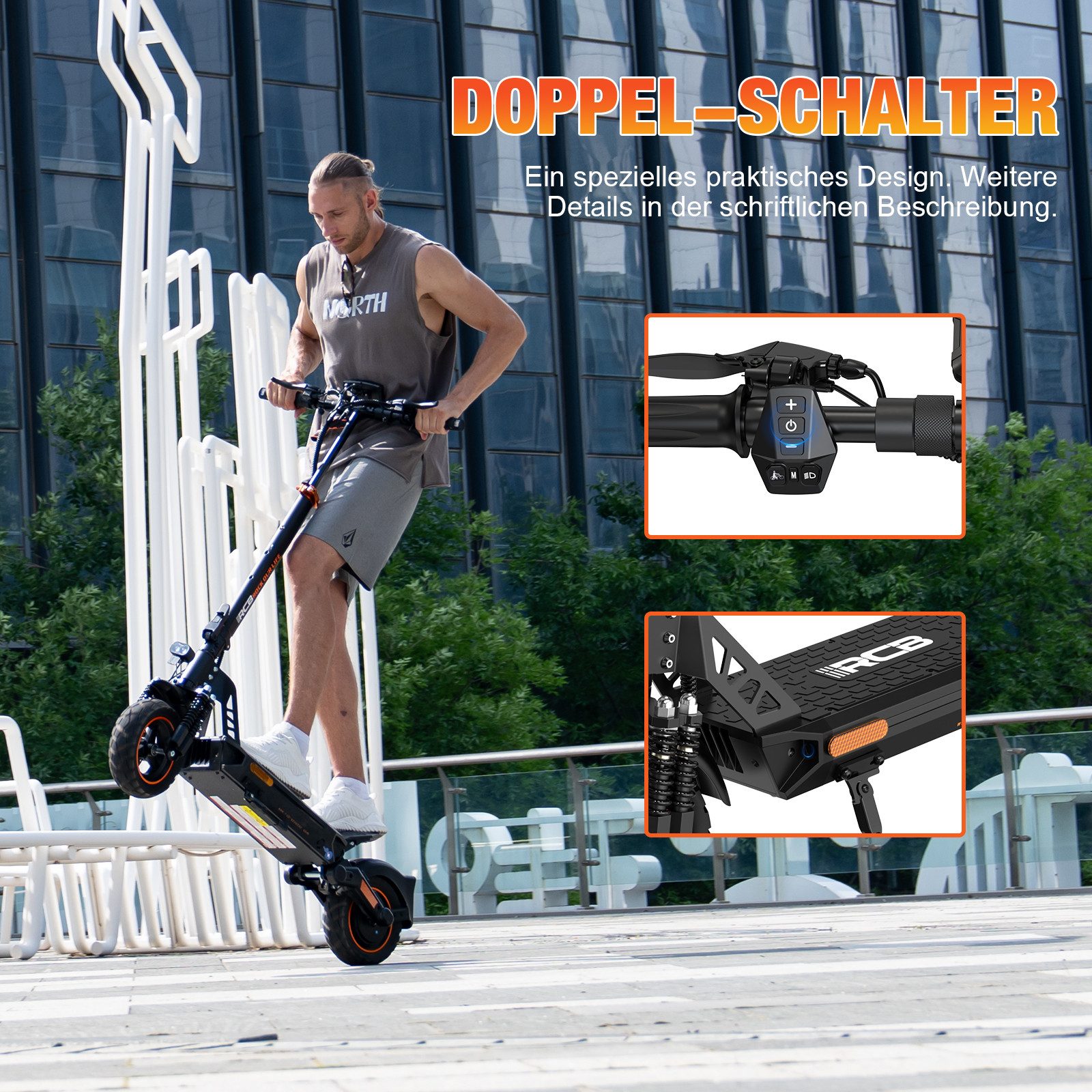 RCB E-Scooter D5/D5 PRO ABE (Ultra), NFC/Blinker/APP, 90-120KM Reichweite, 500,00 W, 20,00 km/h, (1 tlg), bis zu 120 km Reichweite, 10 Zoll pannensicherer Reifen, klappbar