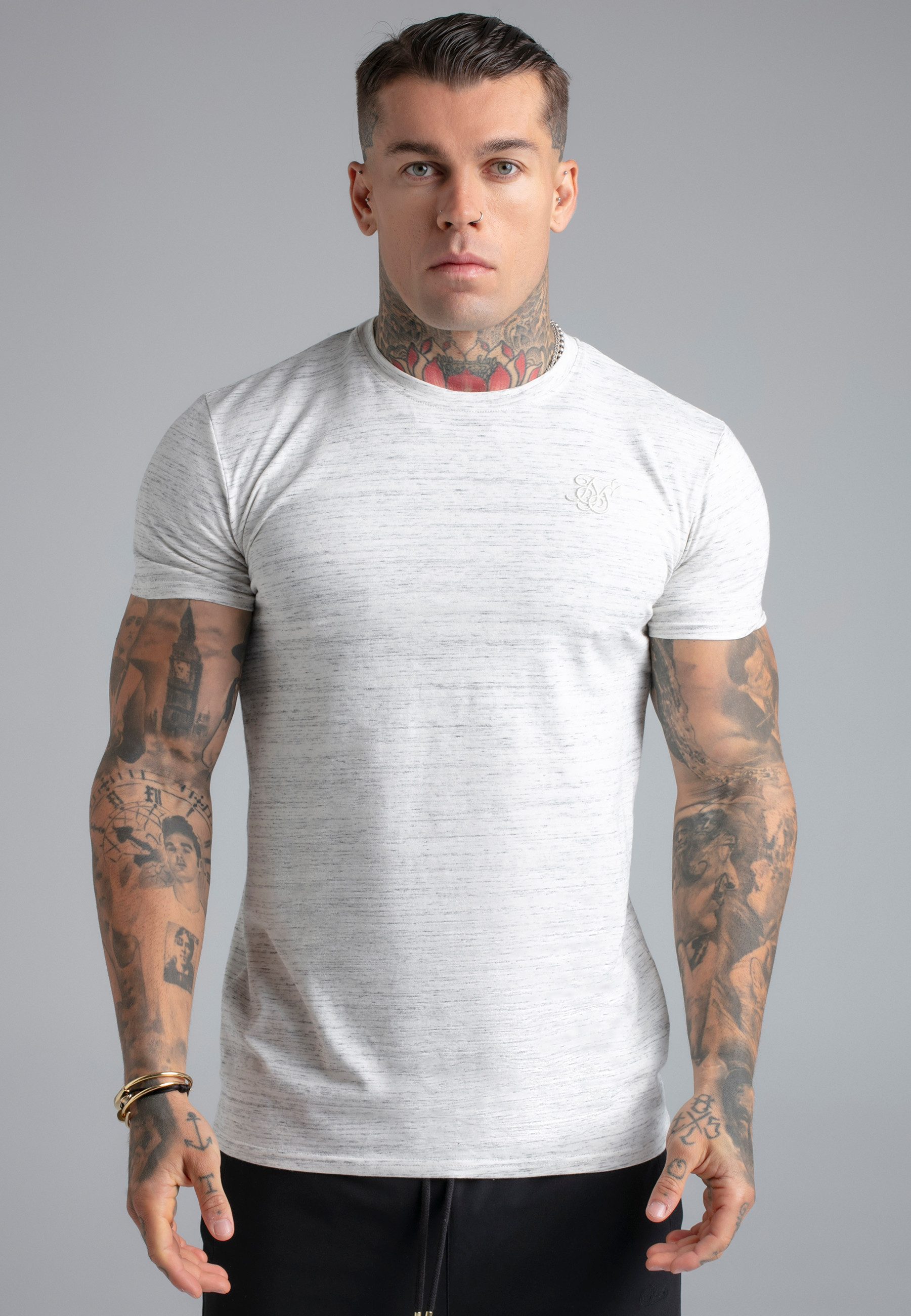 T-Shirt SikSilk Herren Weiß Marl T-Shirt