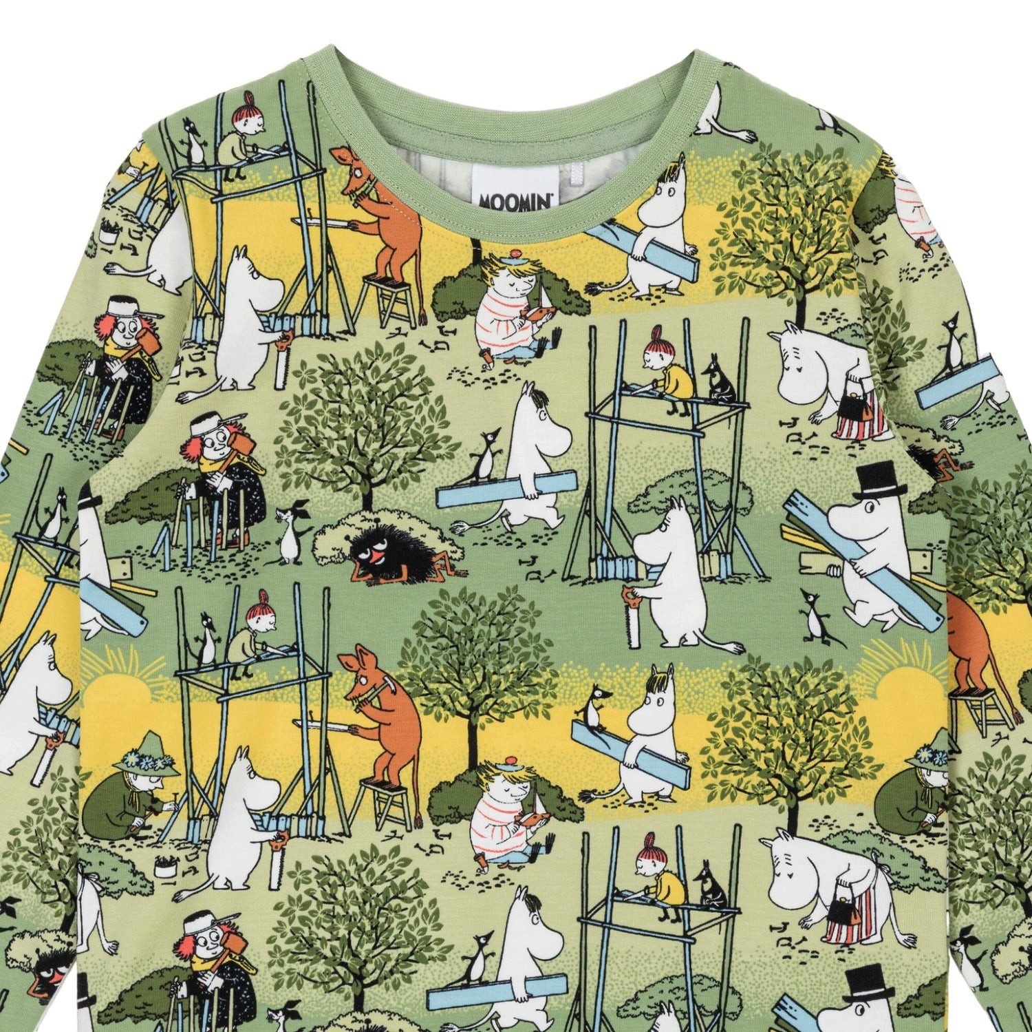 Moomin by Martinex Langarmshirt Moomin Langarmshirt „Busy Bees“ – Green, Allover-Print
