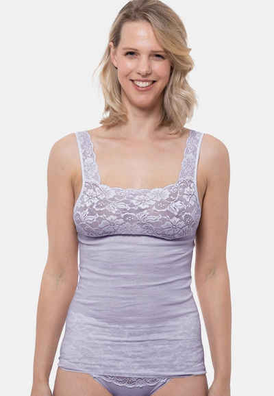 Nina Von C. Unterhemd Fine Cotton (1-St) Unterhemd / Top - Baumwolle - Atmungsaktiv - Mit Spitzen-Details