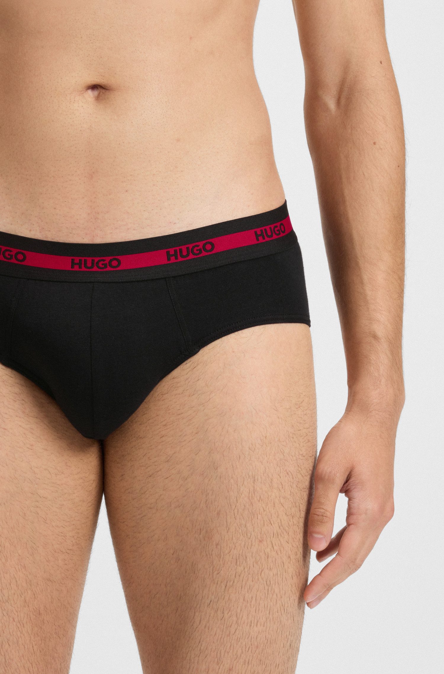HUGO Slip HIPBR TRIPLET PLANET aus Stretch-Baumwolle, mit Logo-Streifen am Bund – Bild 4 von 5