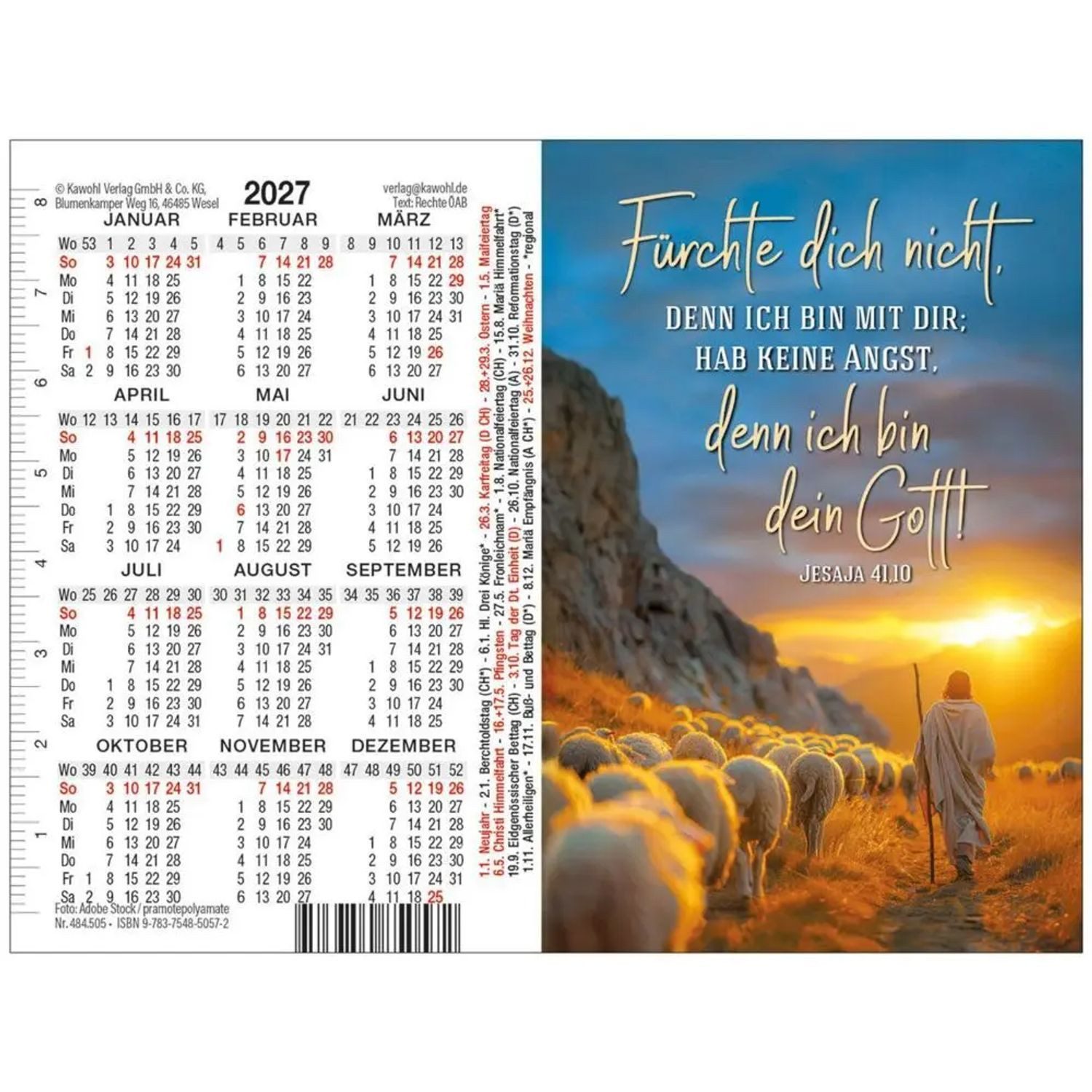 Taschenkalender Doppelspielkartenkalender 2027