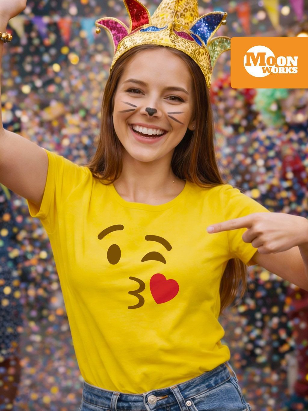 MoonWorks Print-Shirt Damen T-Shirt Gruppenkostüm Fasching Karneval Jungges günstig online kaufen