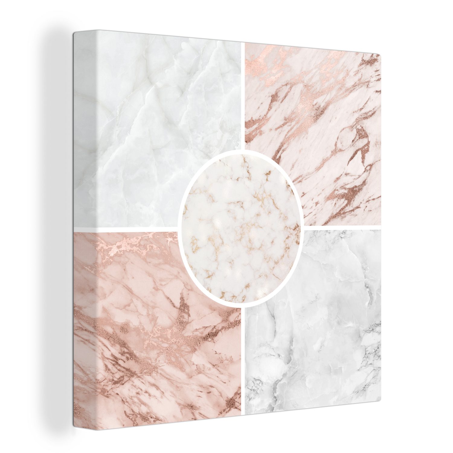 OneMillionCanvasses® Leinwandbild Marmor - Rosa - Weiß, (1 St), Leinwand Bilder für Wohnzimmer Schlafzimmer