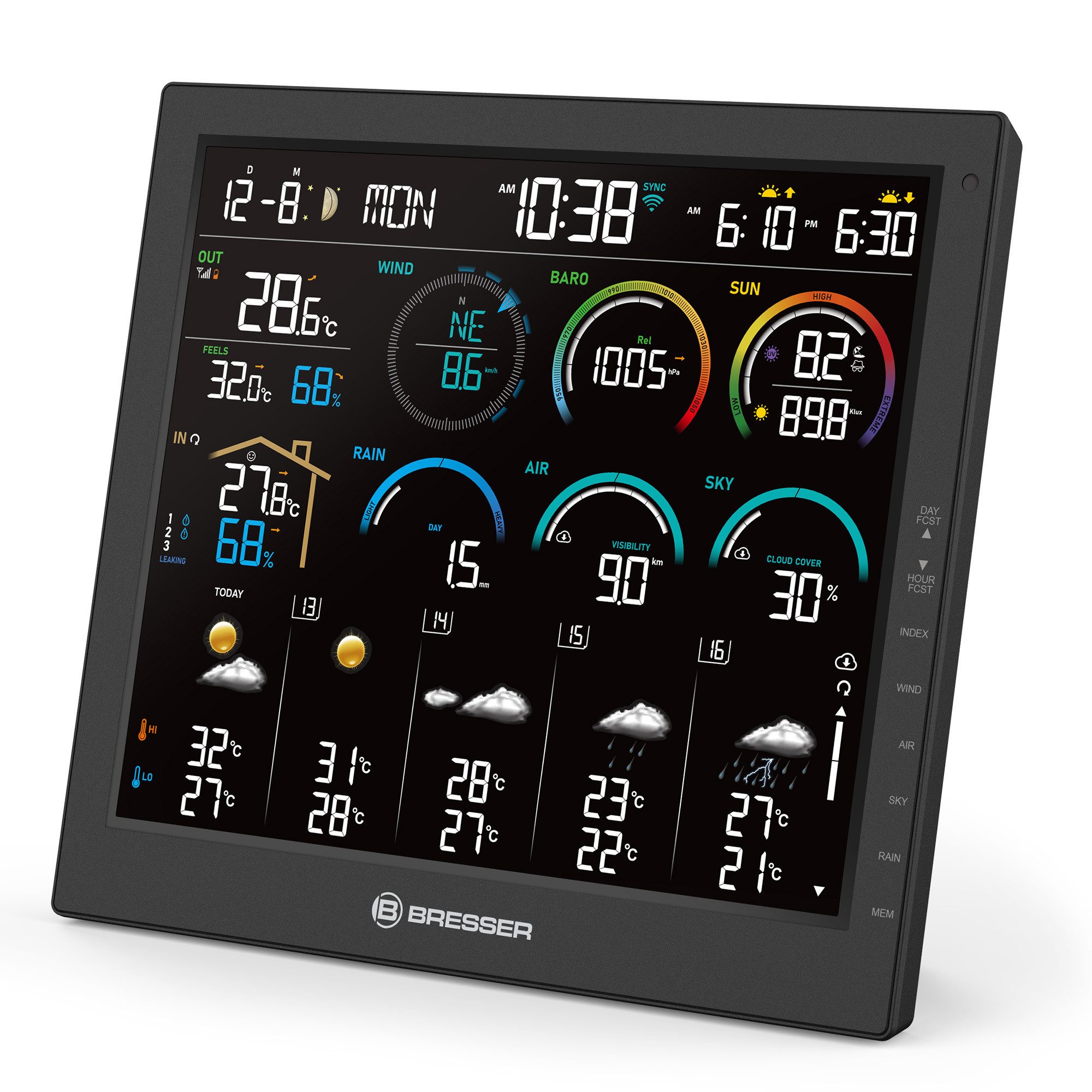 BRESSER BRESSER 4CAST 10"-WLAN-Wetterstation inkl. 8-in-1-Sensor Wetterstation