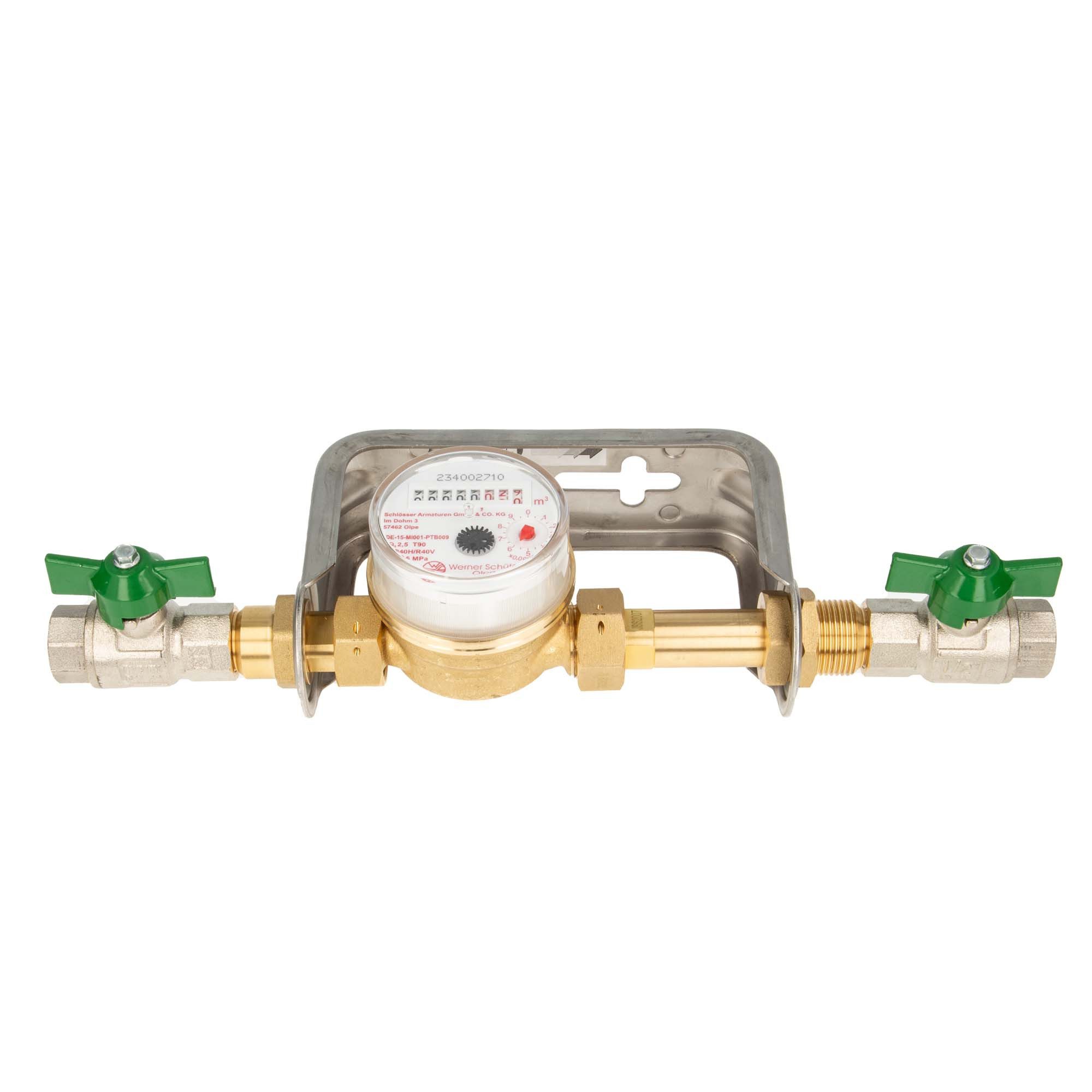tecuro Wasserzähler Kombi-Set Warmwasser bis 90°C - Länge 80 mm, 3/4 Zoll AG, (inkl. Plombiersatz und Dichtung)