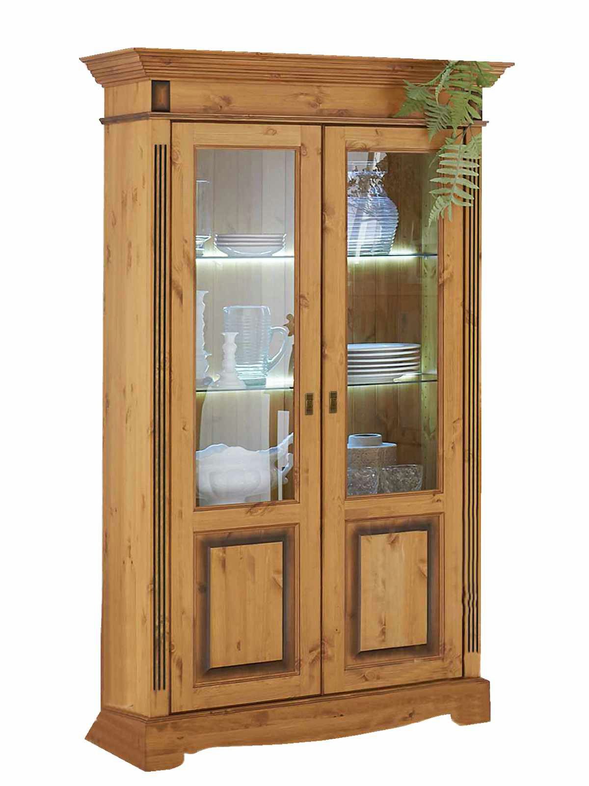 Casamia Vitrine Vitrine Glas-Vitrine Standvitrine Florenz 2 Glas-/Holztüren Pinie Nord