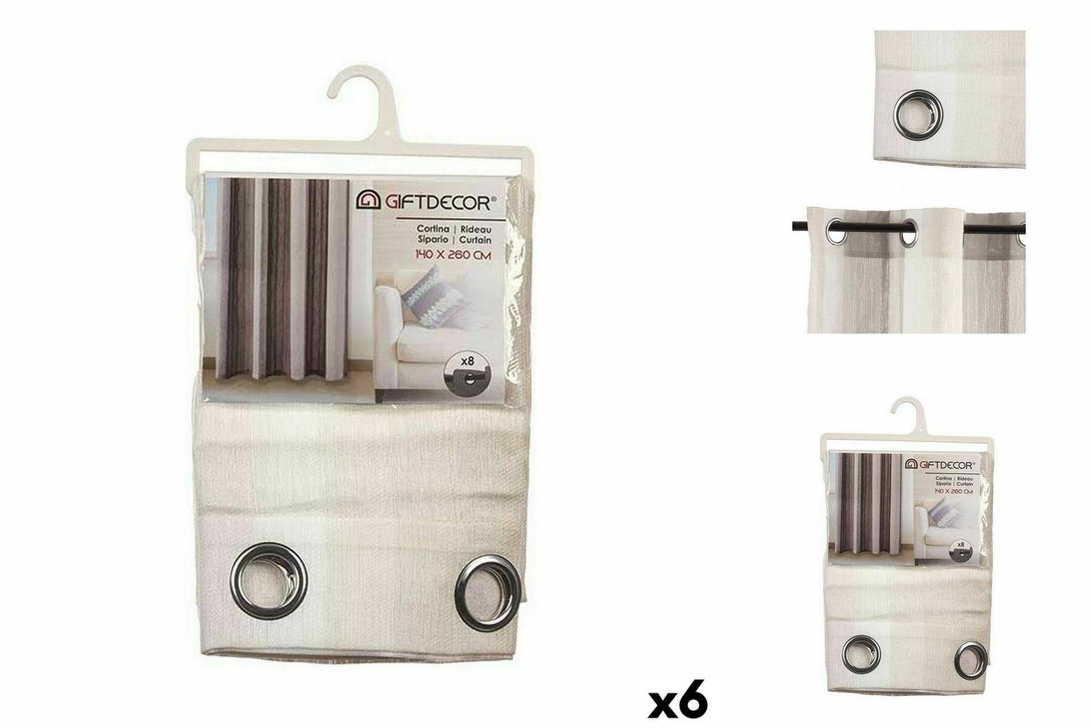 x Streifen x Lachsfarben 0,1 Gardine Gift 260 Beige cm 140 Stück, 6 Decor Vorhang