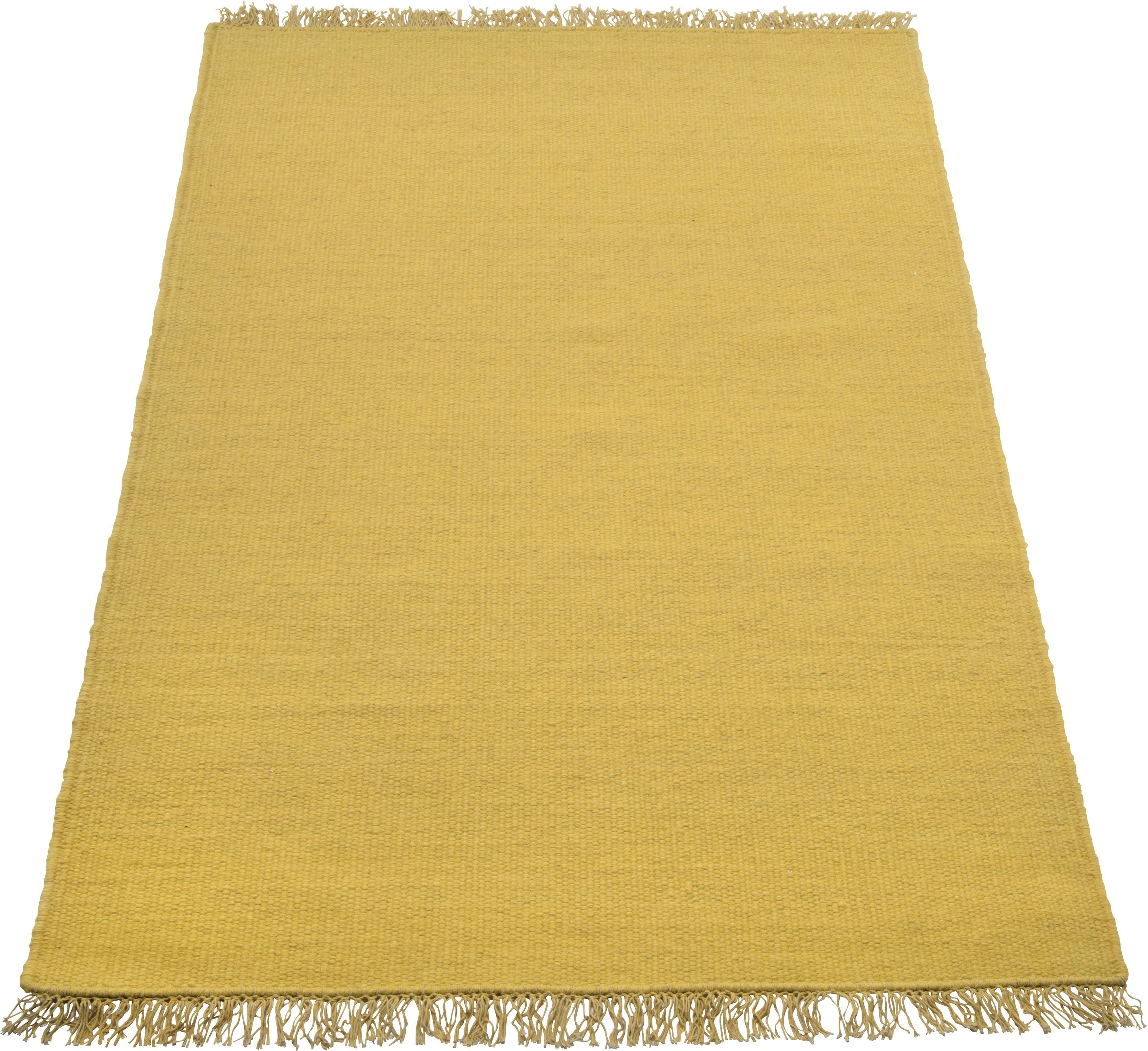 Teppich Raigad, Home affaire, rechteckig, Höhe: 7 mm, Wendeteppich, flacher  Teppich, mit Fransen, Uni Farben