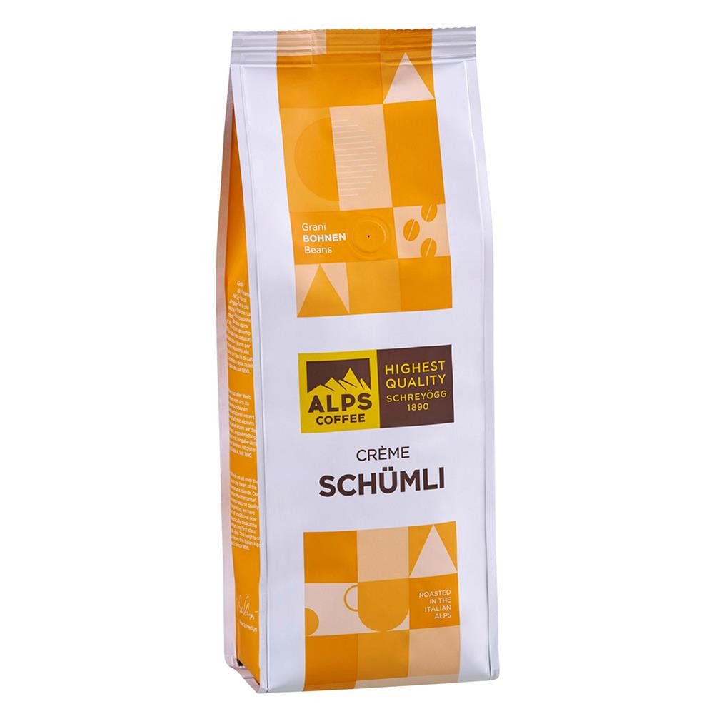 Alps Coffee Kaffee Café Crème Schümli Bohnen 1000g Kaffeebohnen, 1 x 1000 g, helle, feine Crema