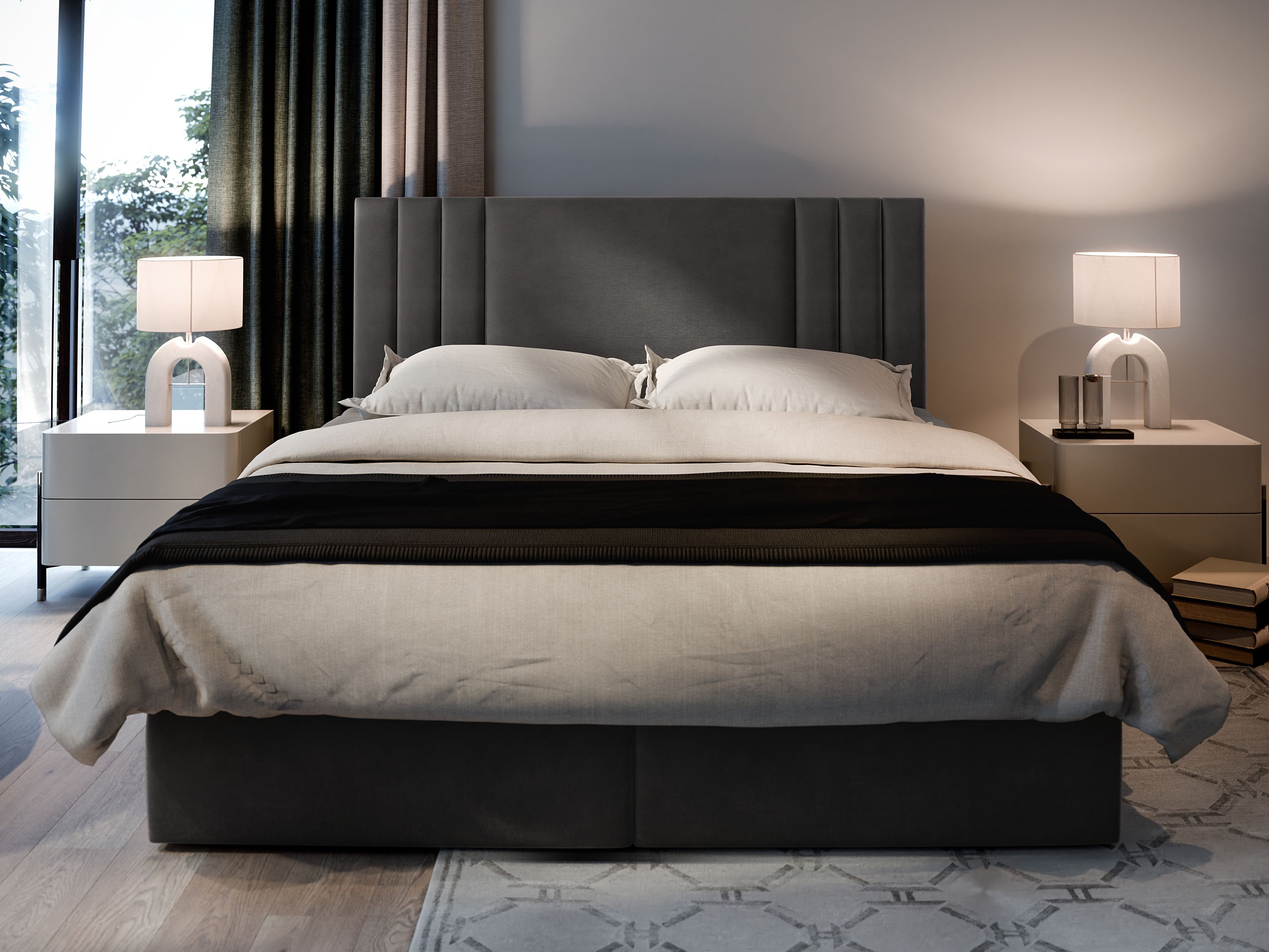 Masseno Boxbett BRES 140x200 cm mit Bonell Matratze und Topper, Doppelbett, Polsterbett mit Kopfteil, Boxspringbett – Bild 5 von 5