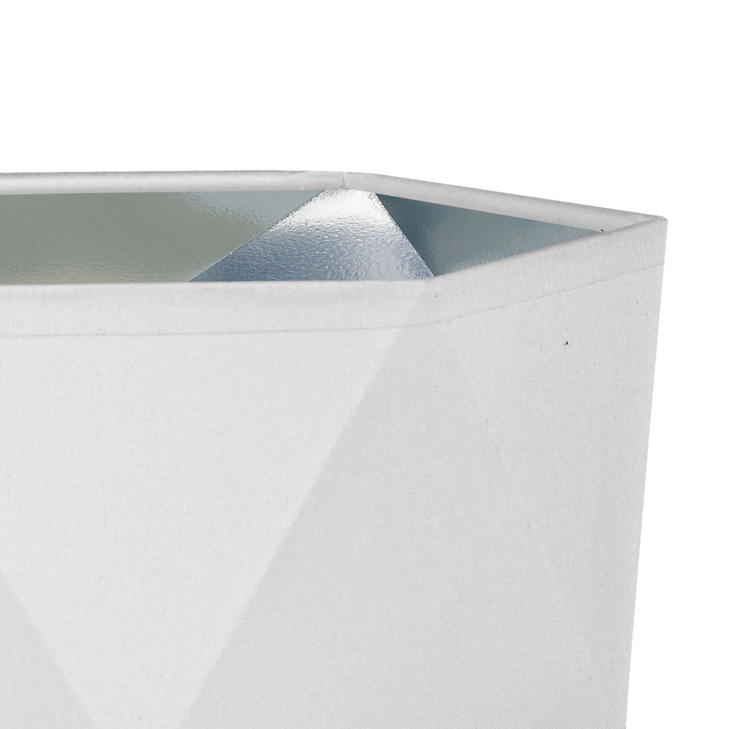 Dreibein ohne Tischleuchte Metall Nachttisch THALNAU, E27 cm Silber Weiß Wohnzimmer Stoff Licht-Erlebnisse 24,5 Leuchtmittel,