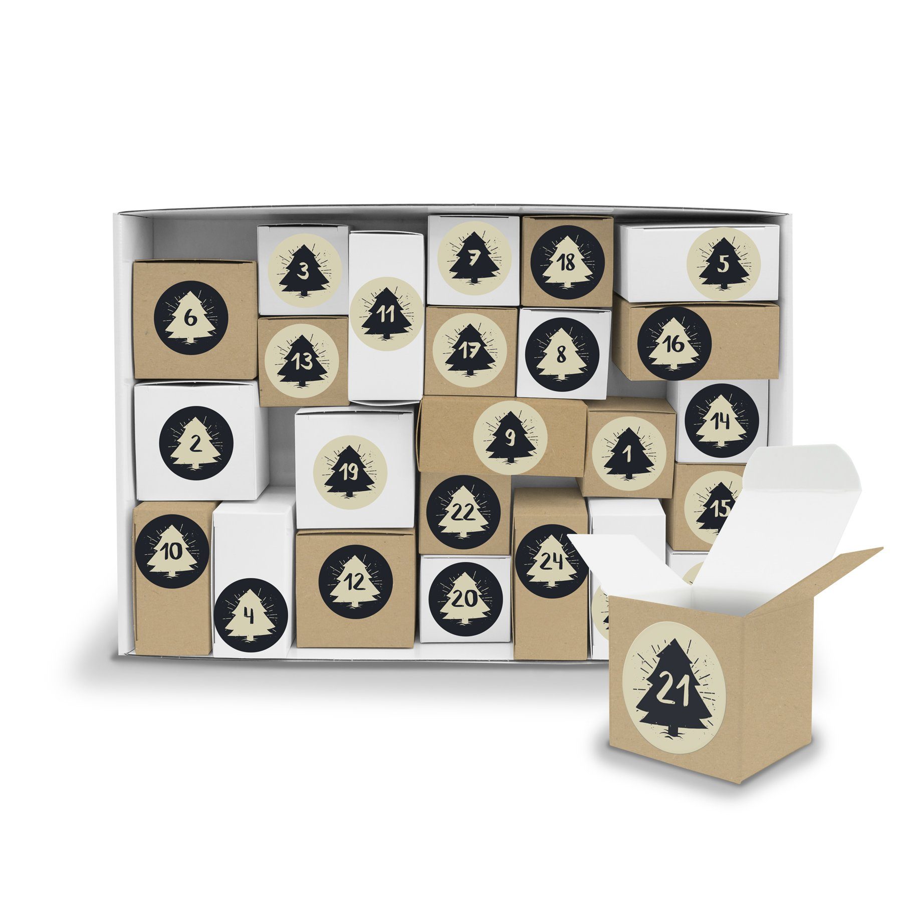 itenga Adventskalender und Z zum Adventskalender Komplettset V12 Füllen + Aufstellen befüllbarer Sticker