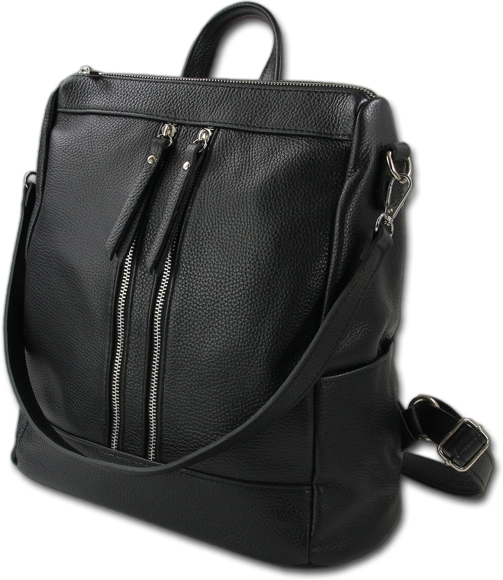 Toscanto Cityrucksack Cityrucksack schwarz Toscanto Rucksack (Cityrucksack), Damen Rucksack Echtes Leder schwarz