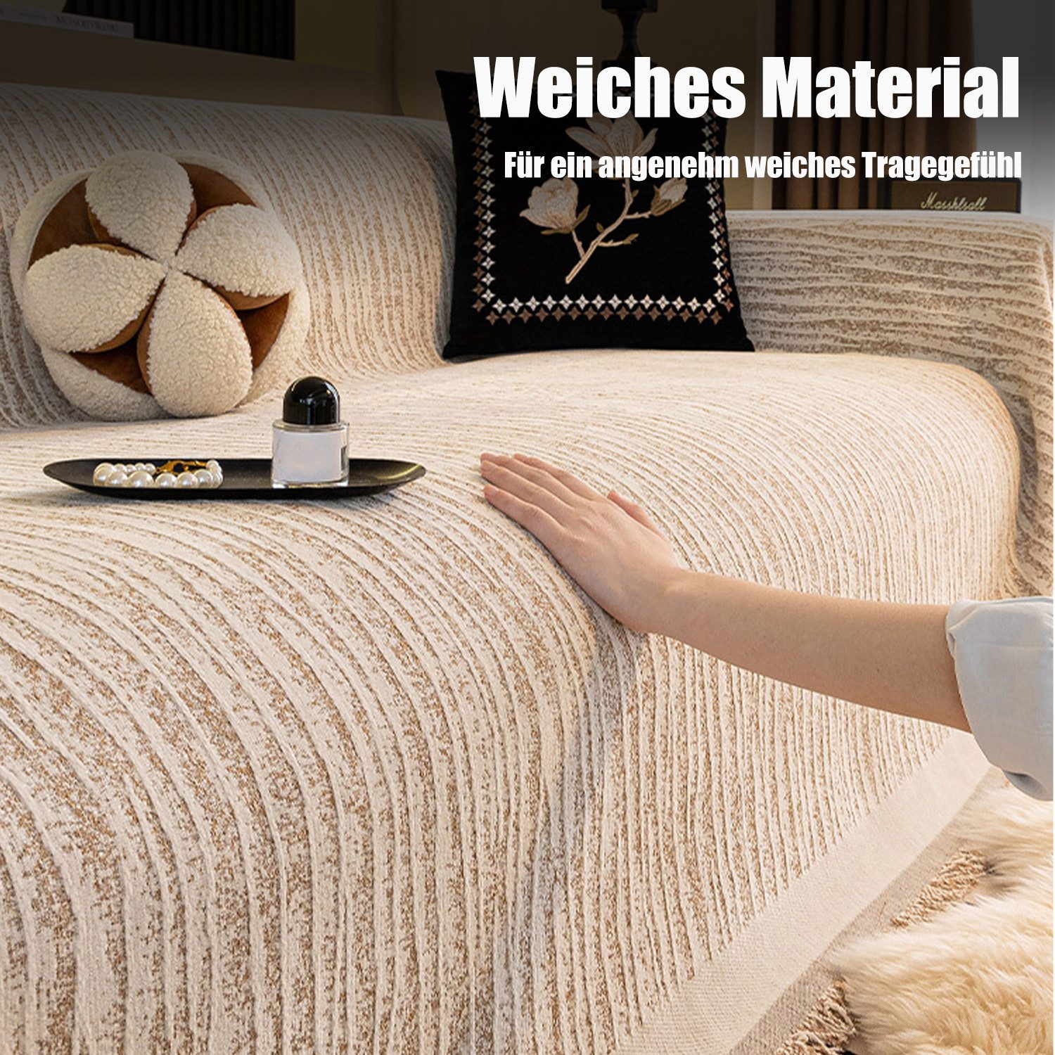 Refttenw Sofaschoner Sofaüberwürfe,Couch Überzug,Chenille Mit Fransen Sofabezug